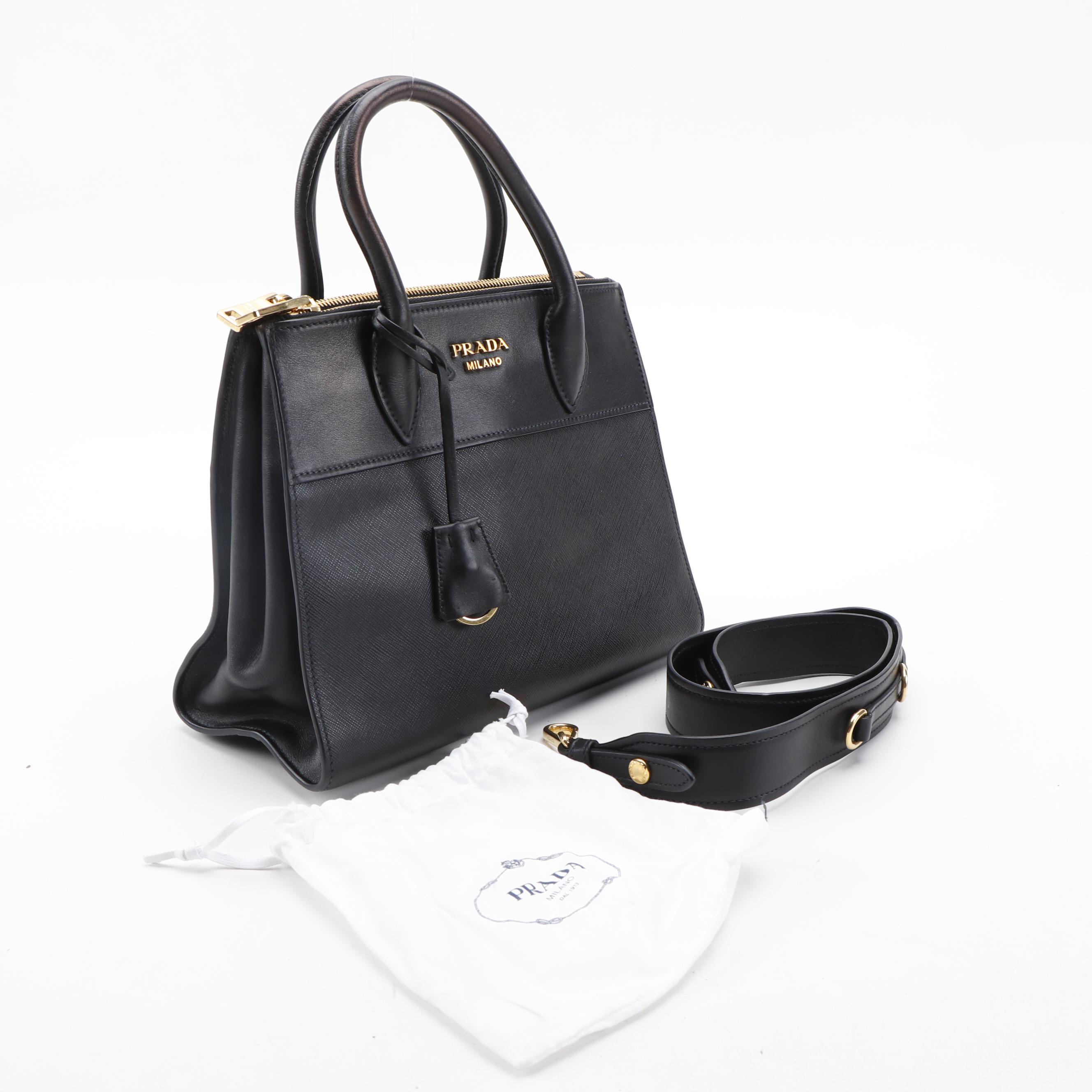 Prada Small Paradigme Tote in Black Saffiano Leather