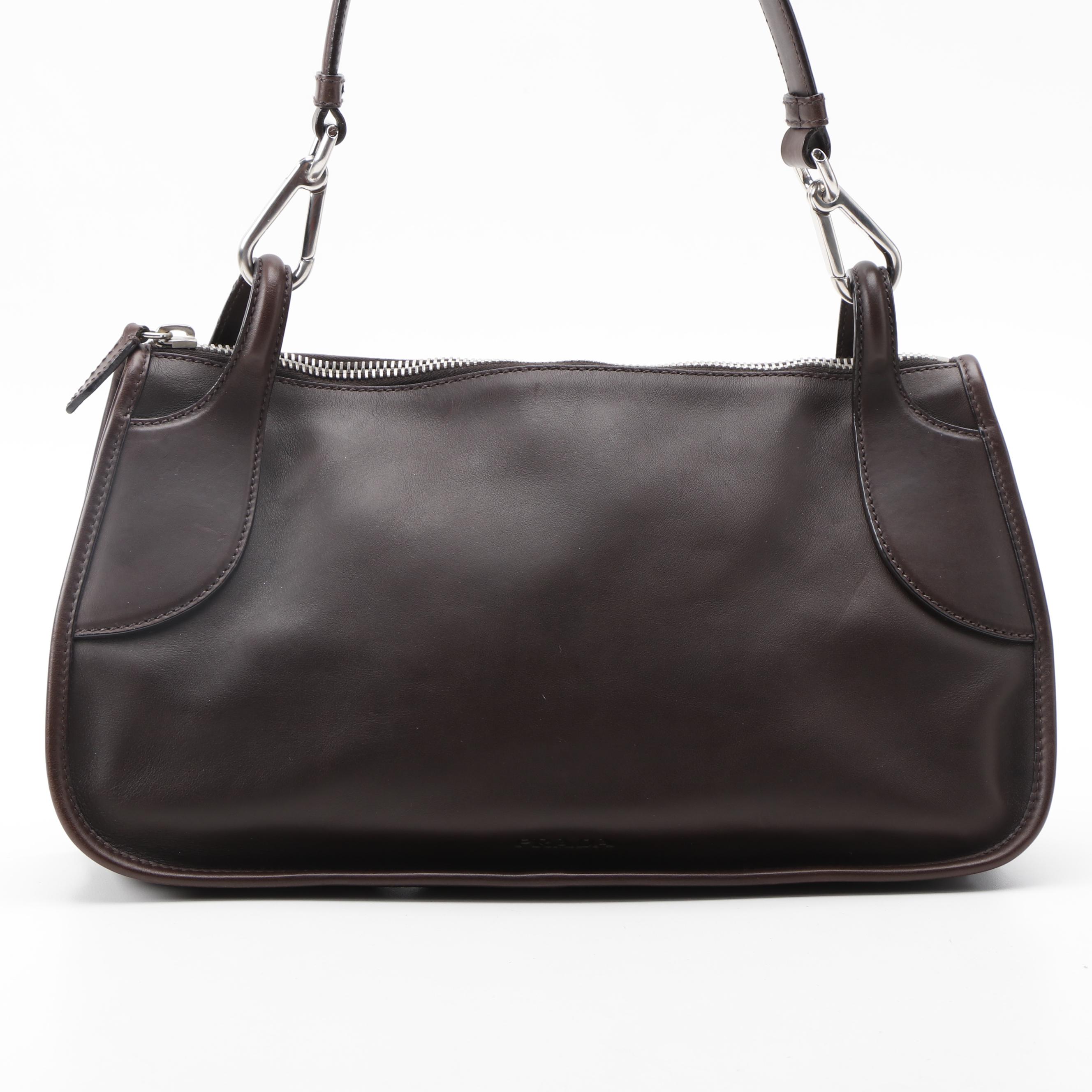 Prada Dark Brown Leather Shoulder Bag