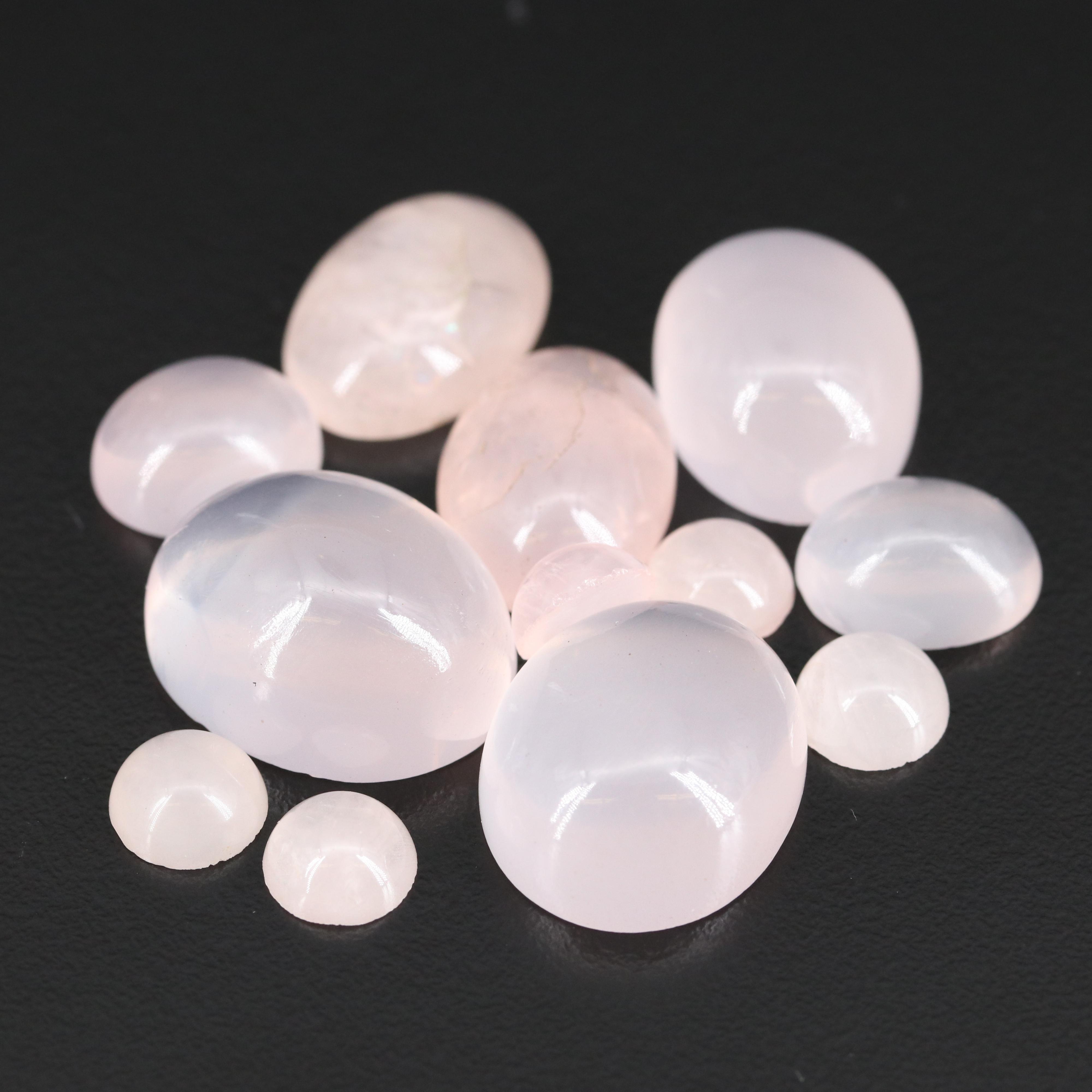 Loose Oval and Round Cabochon Rose Quartz