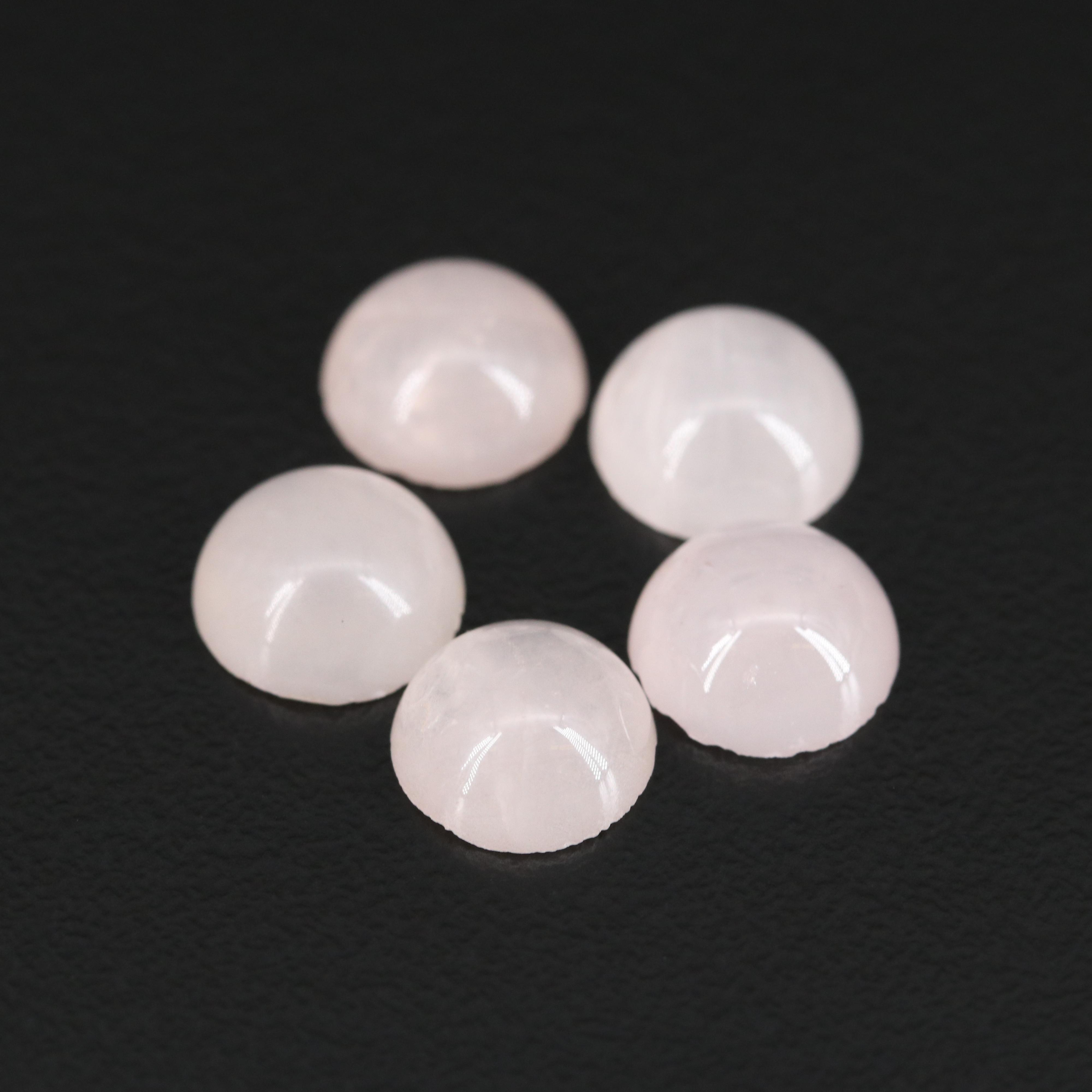 Loose Oval and Round Cabochon Rose Quartz