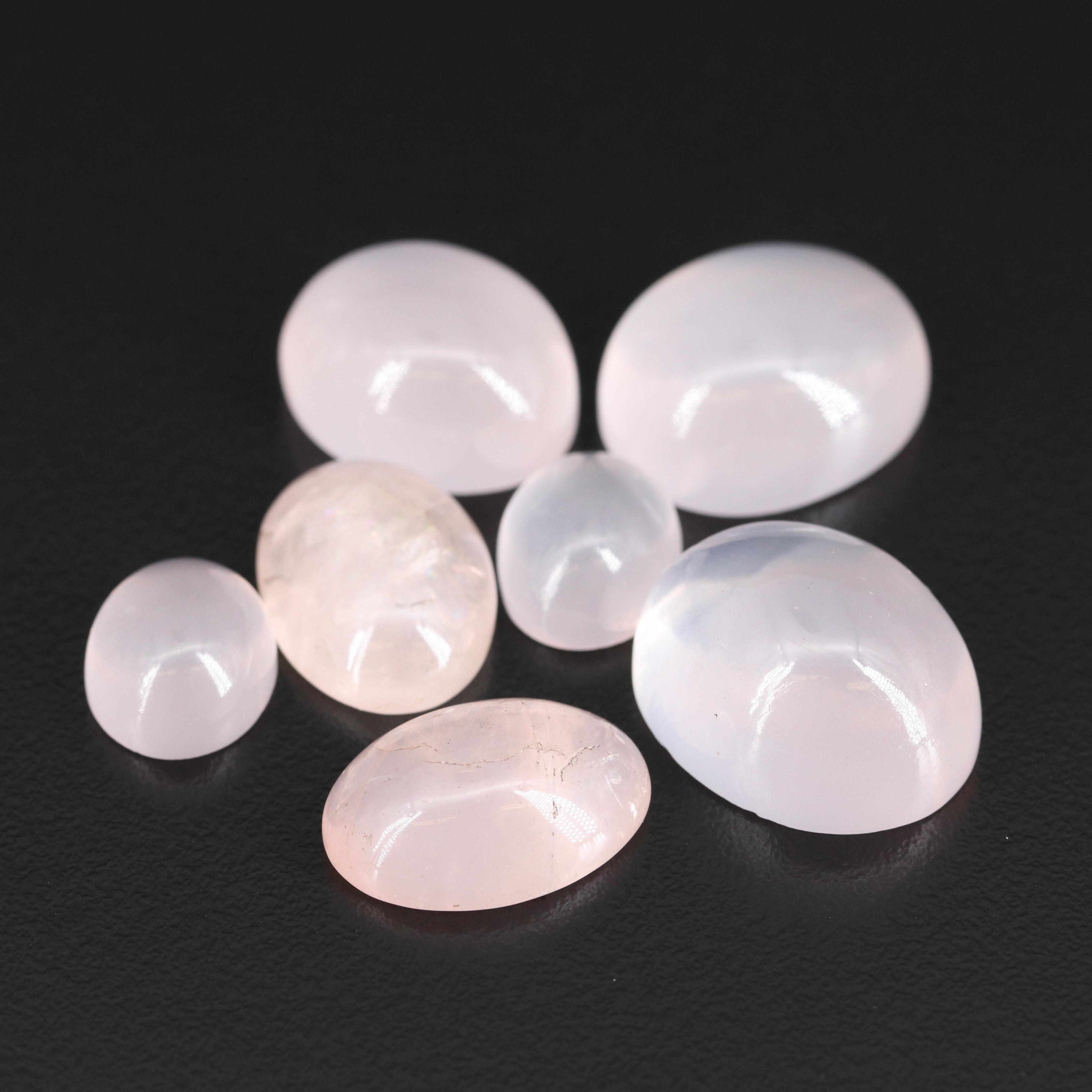 Loose Oval and Round Cabochon Rose Quartz