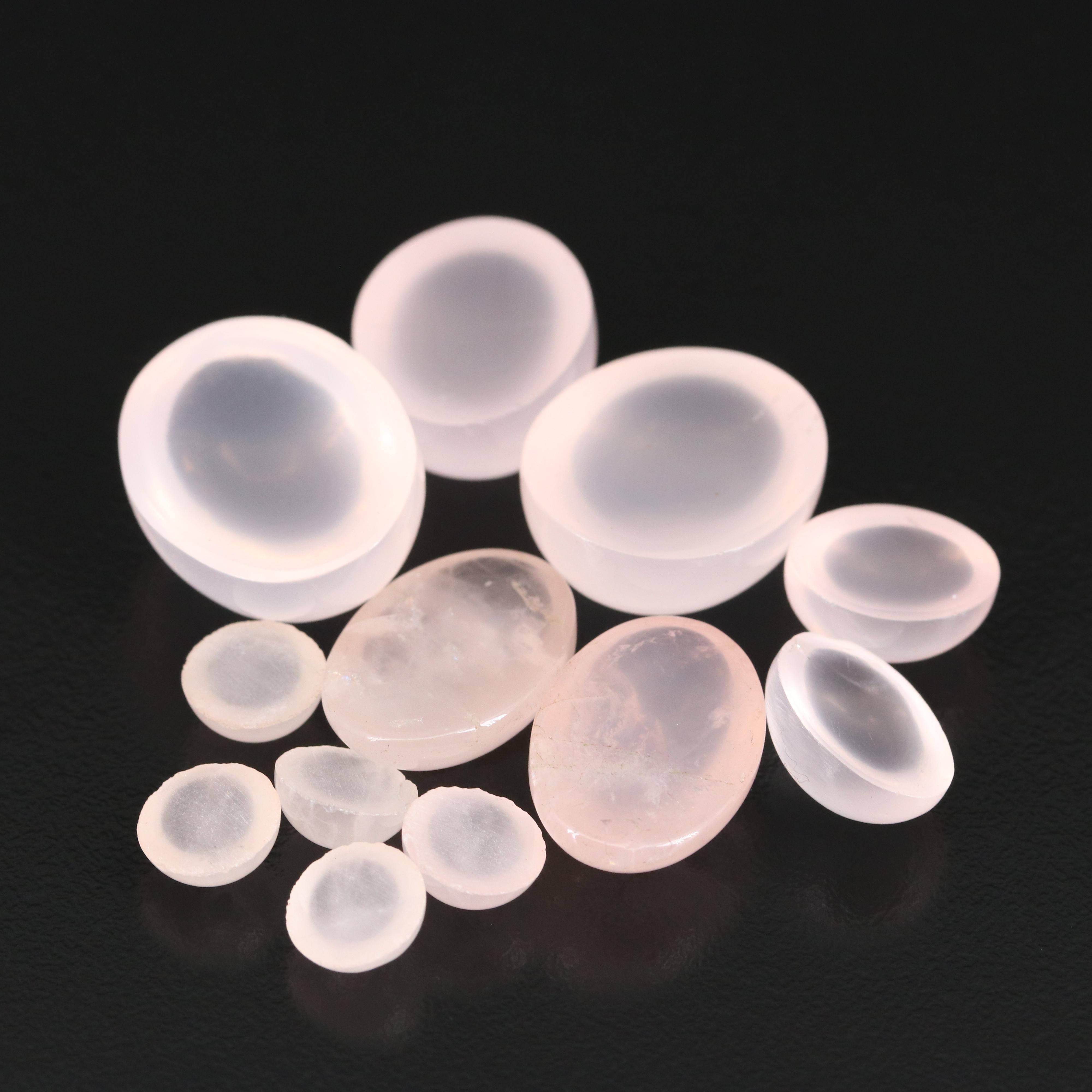 Loose Oval and Round Cabochon Rose Quartz