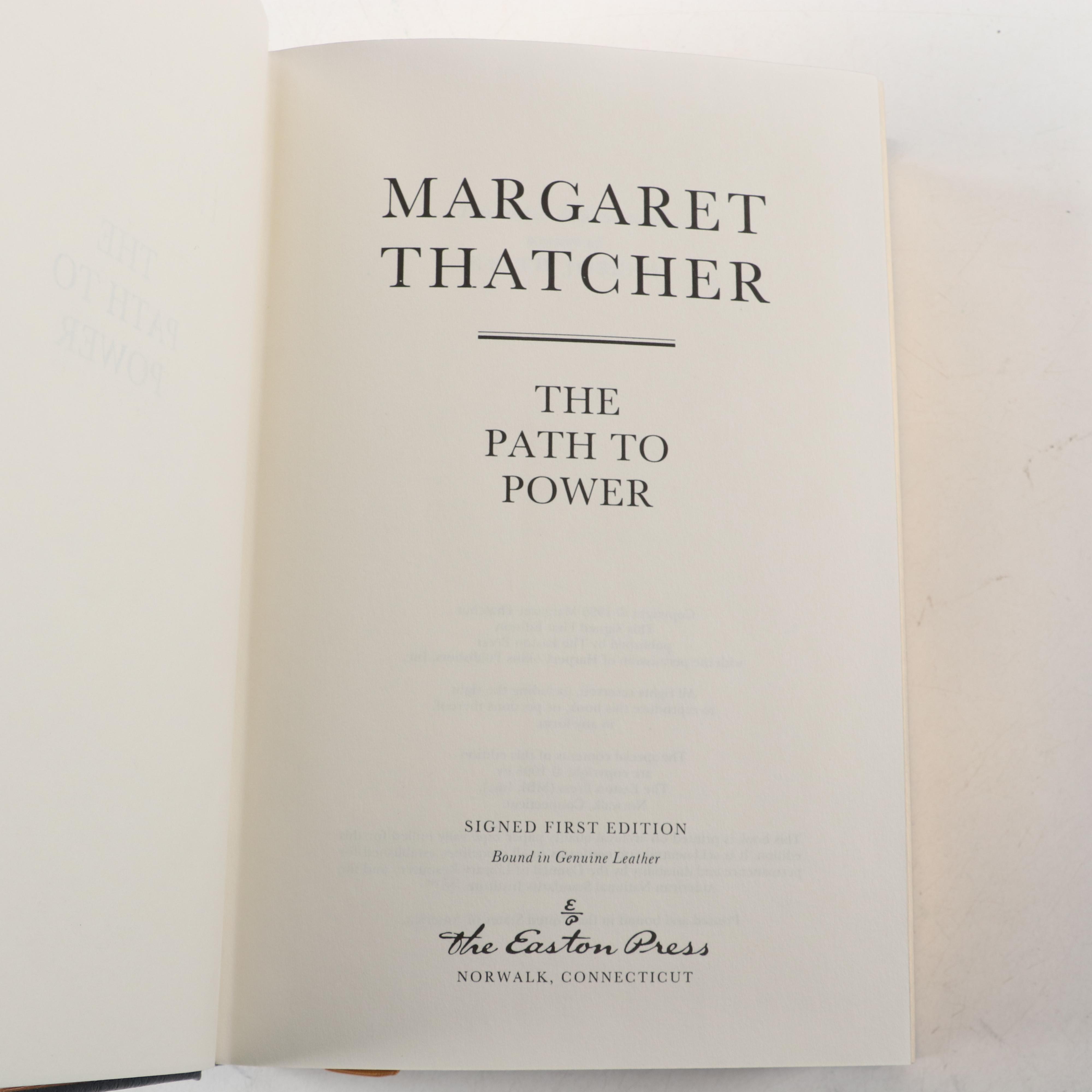 Signed Easton Press "The Downing Street Years" and "Path to Power" by Thatcher