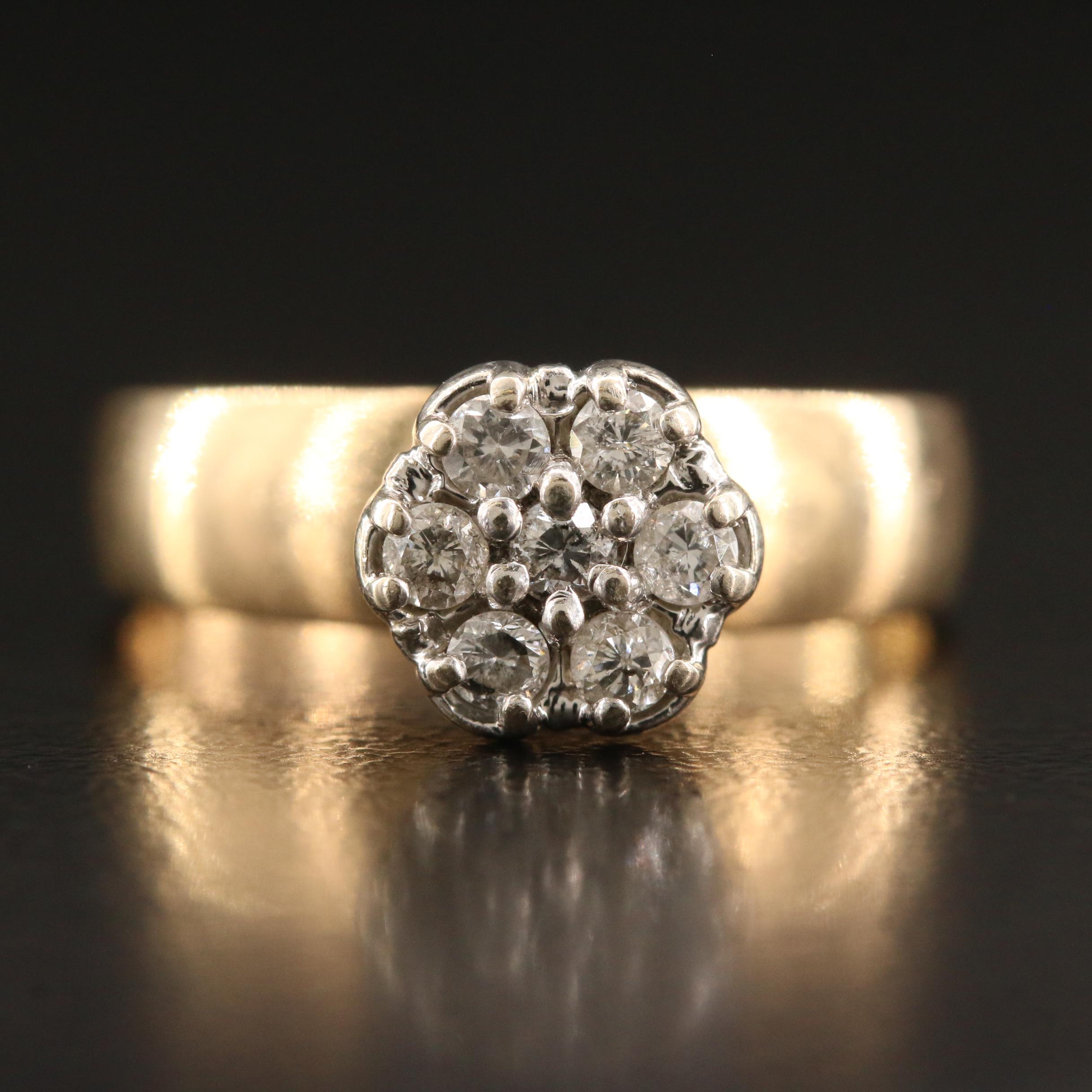 14K Diamond Cluster Ring