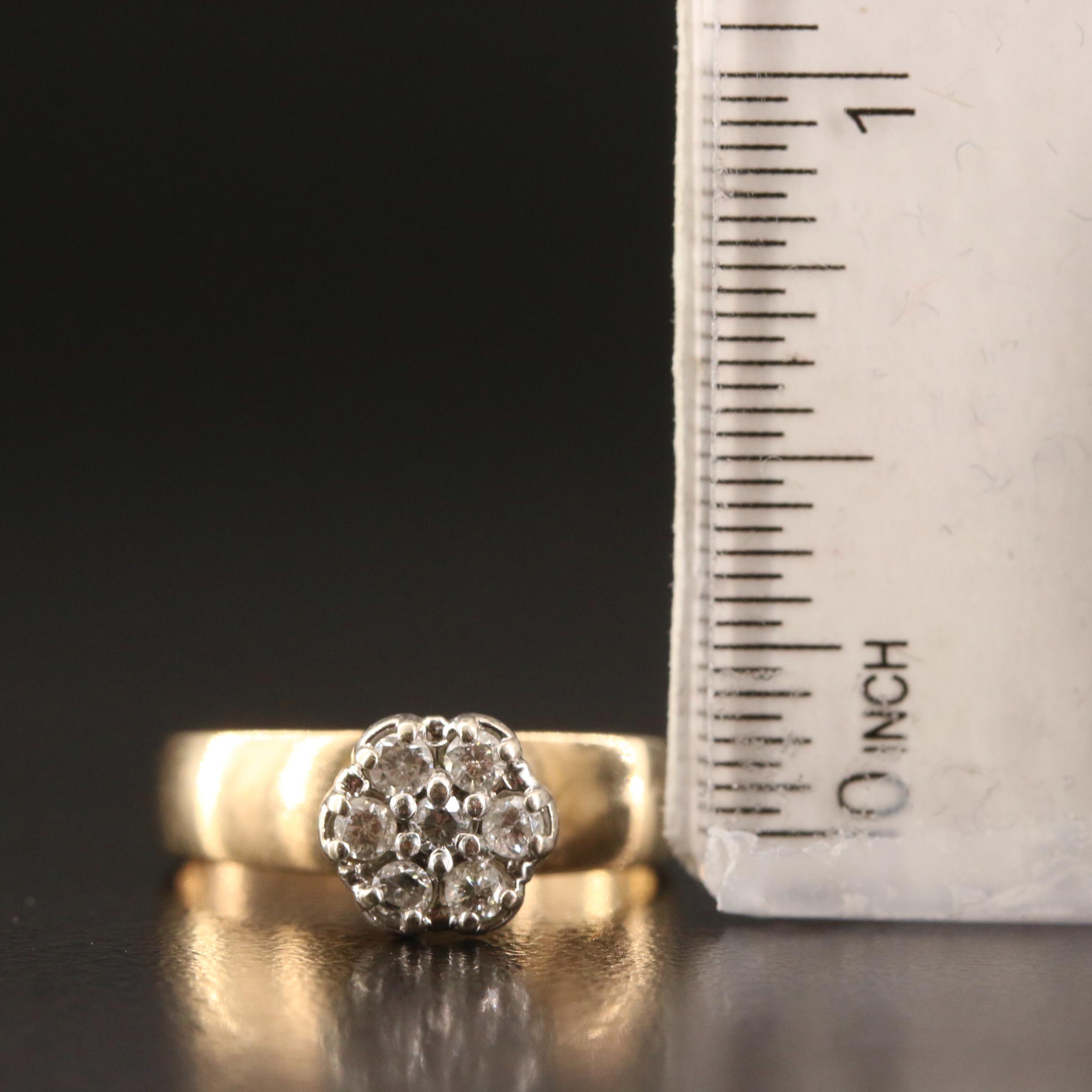 14K Diamond Cluster Ring