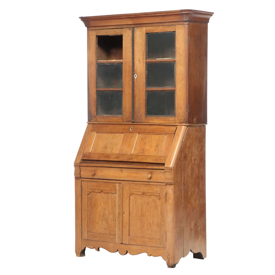 Early Victorian Walnut Secretary Bookcase