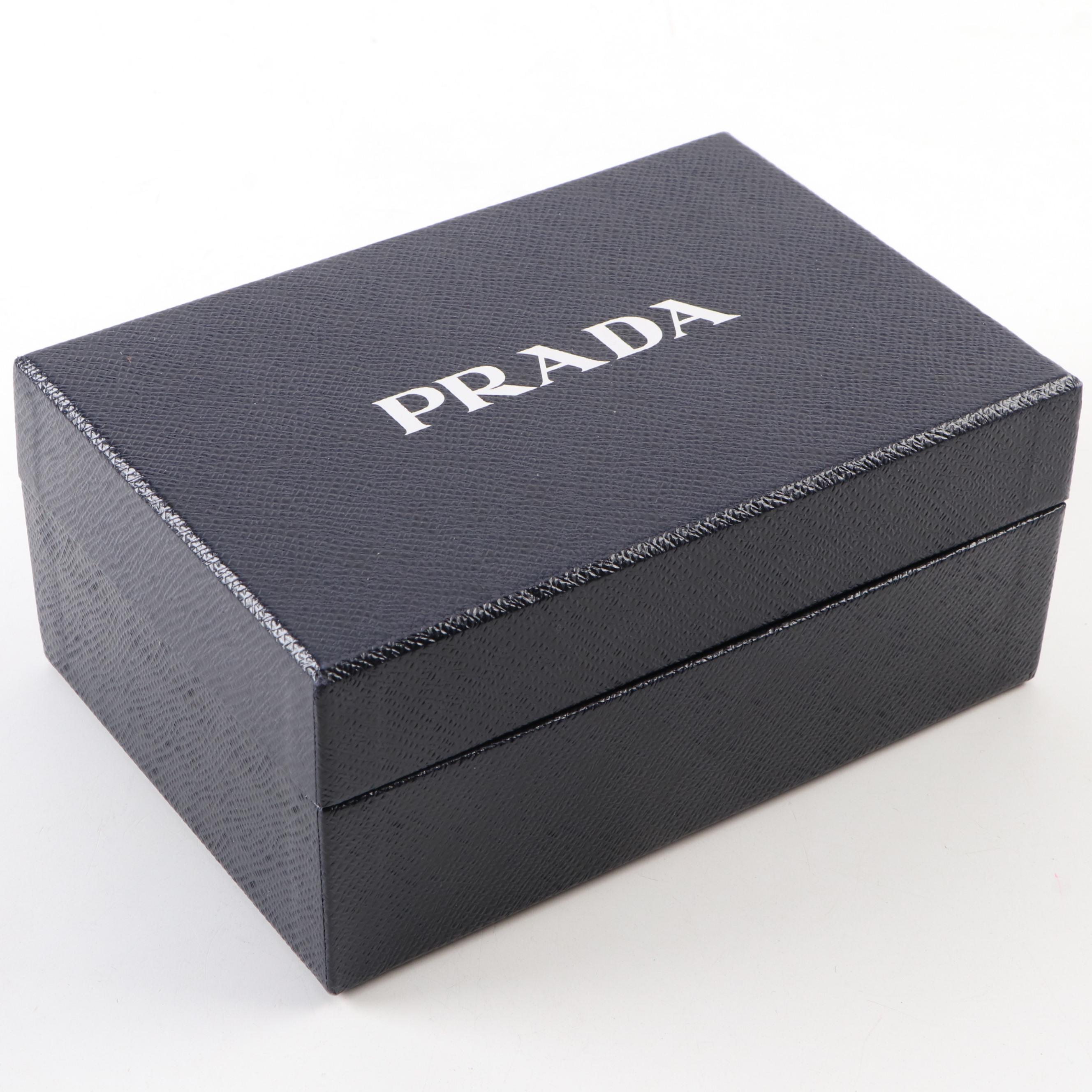 Prada Drawstring Pouch in Black Calfskin Leather and Nylon with Box