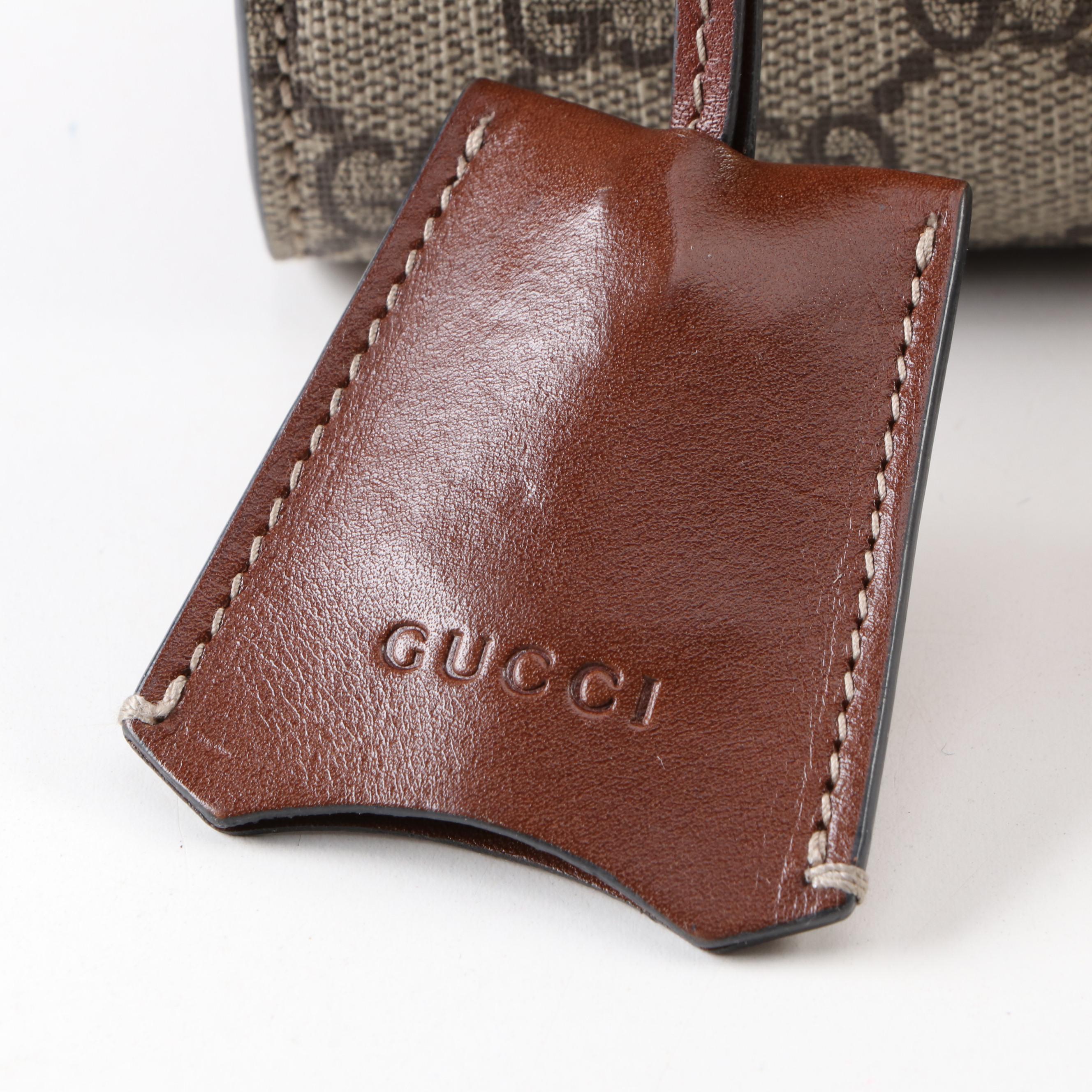 Gucci GG Supreme Small Padlock Shoulder Bag in Brown and Black Leather