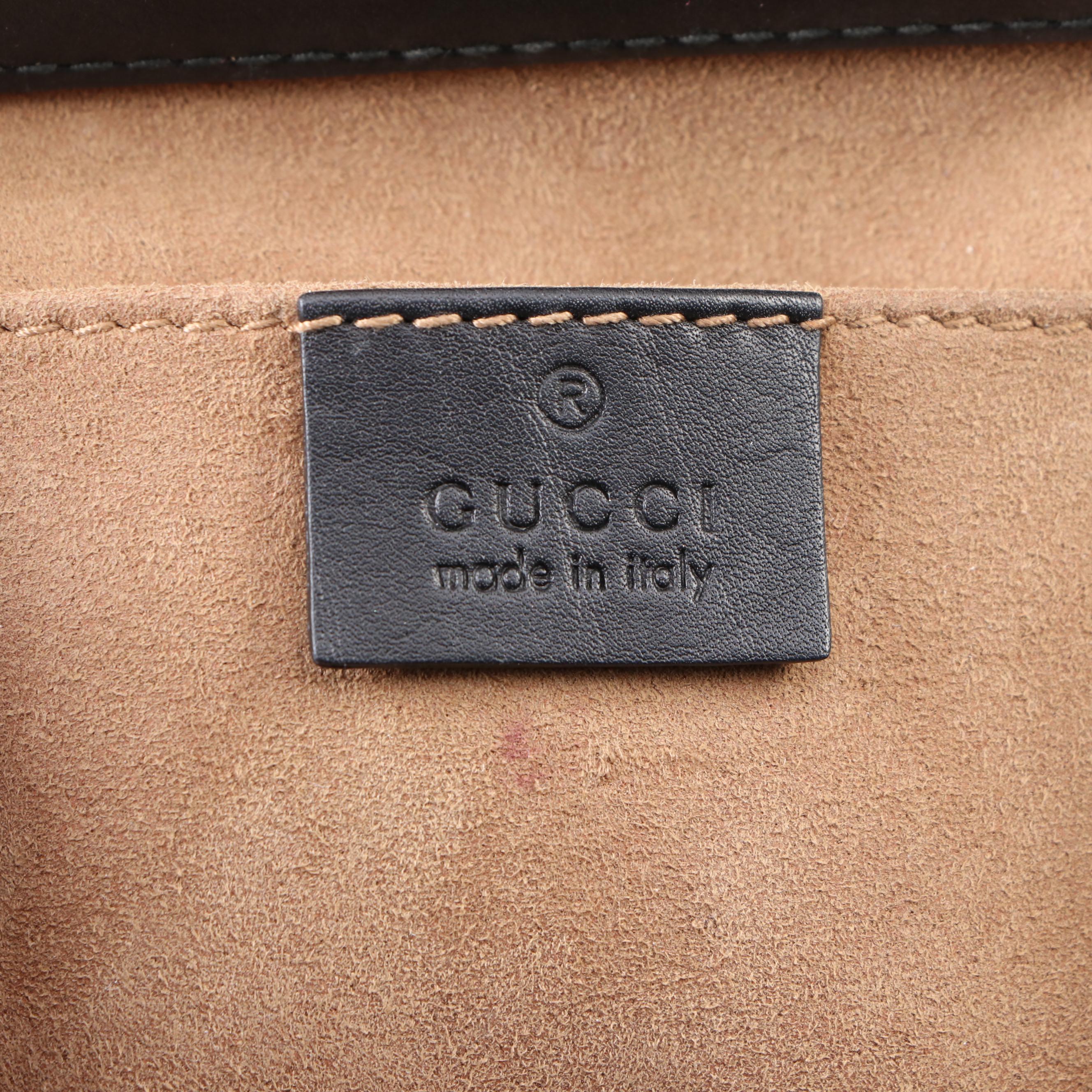 Gucci GG Supreme Small Padlock Shoulder Bag in Brown and Black Leather