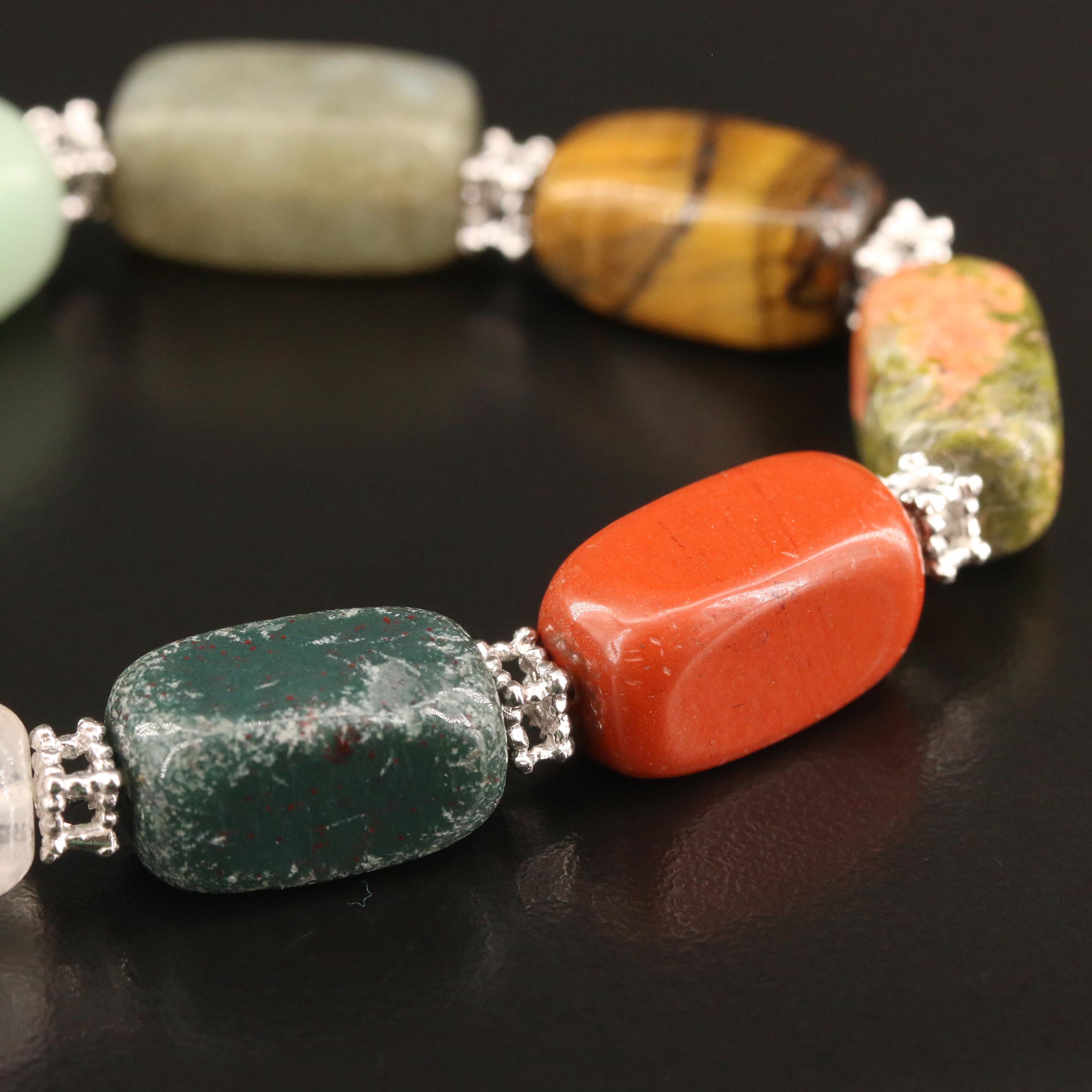 Gemstone Stretch Bracelets Featuring Aventurine, Rose Quartz and Unakite