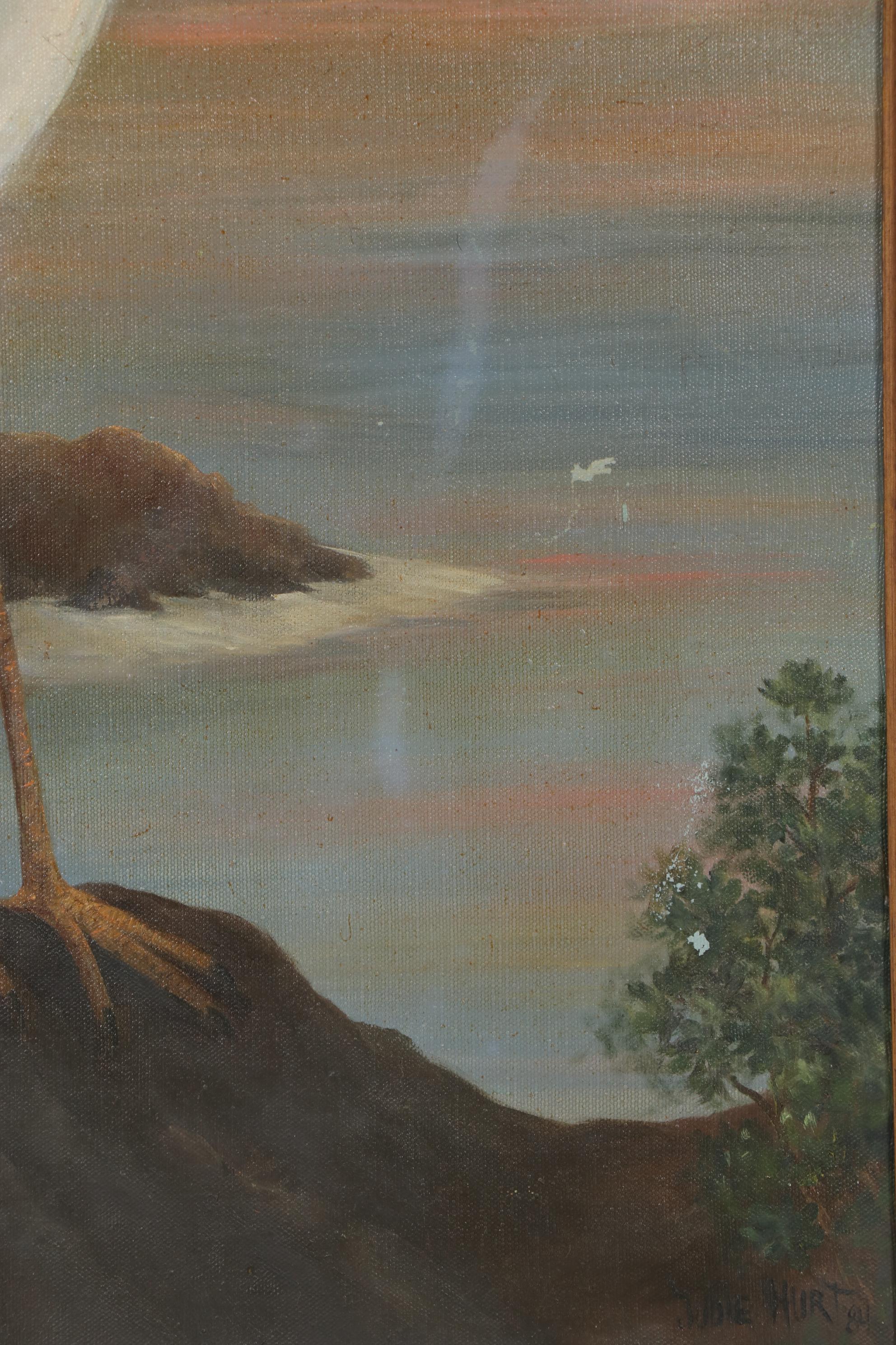 Judie Hurt Oil Painting of Great White Heron, 1984