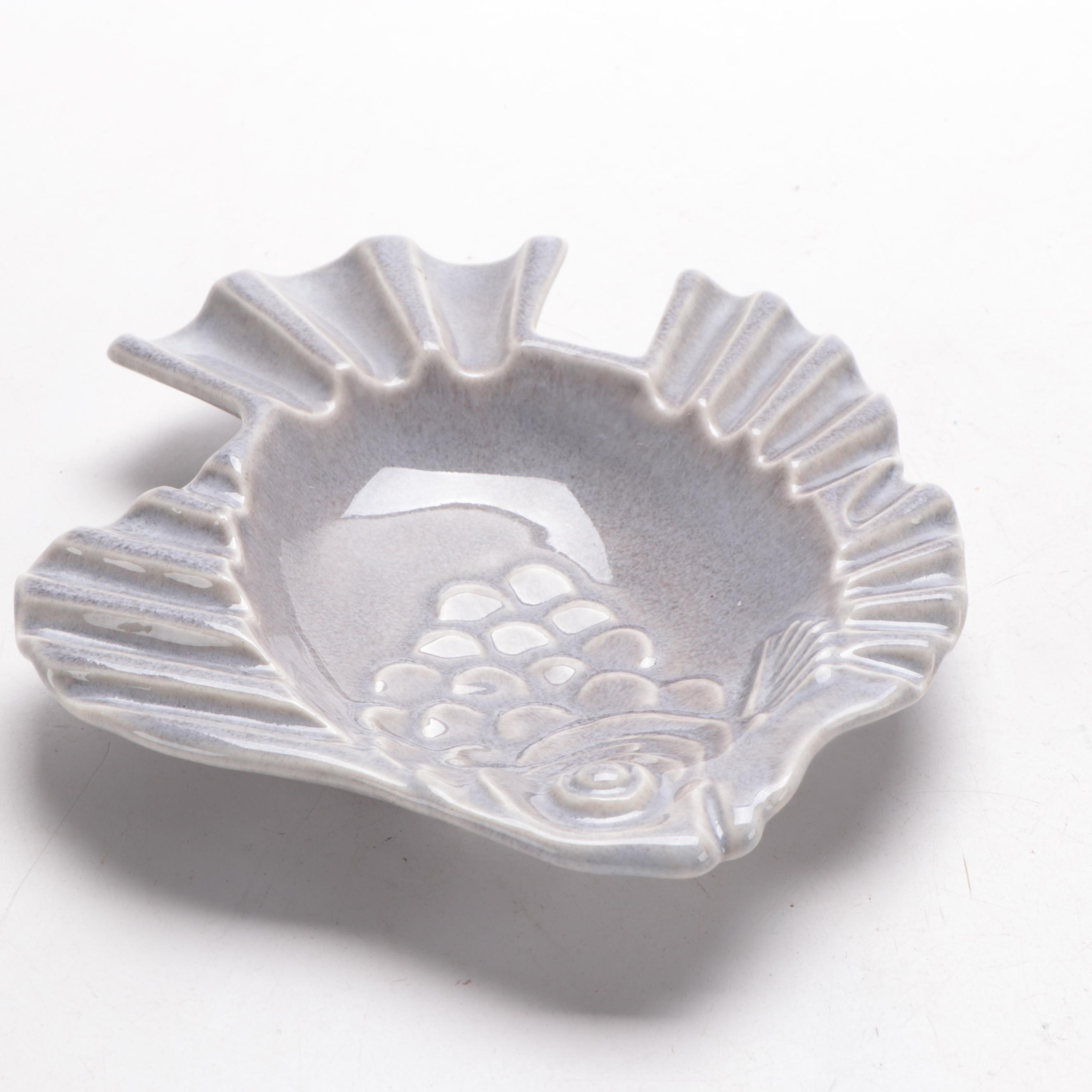 Rookwood Pottery Lavender Gray Glazed Ceramic Fish Ashtray, 1959