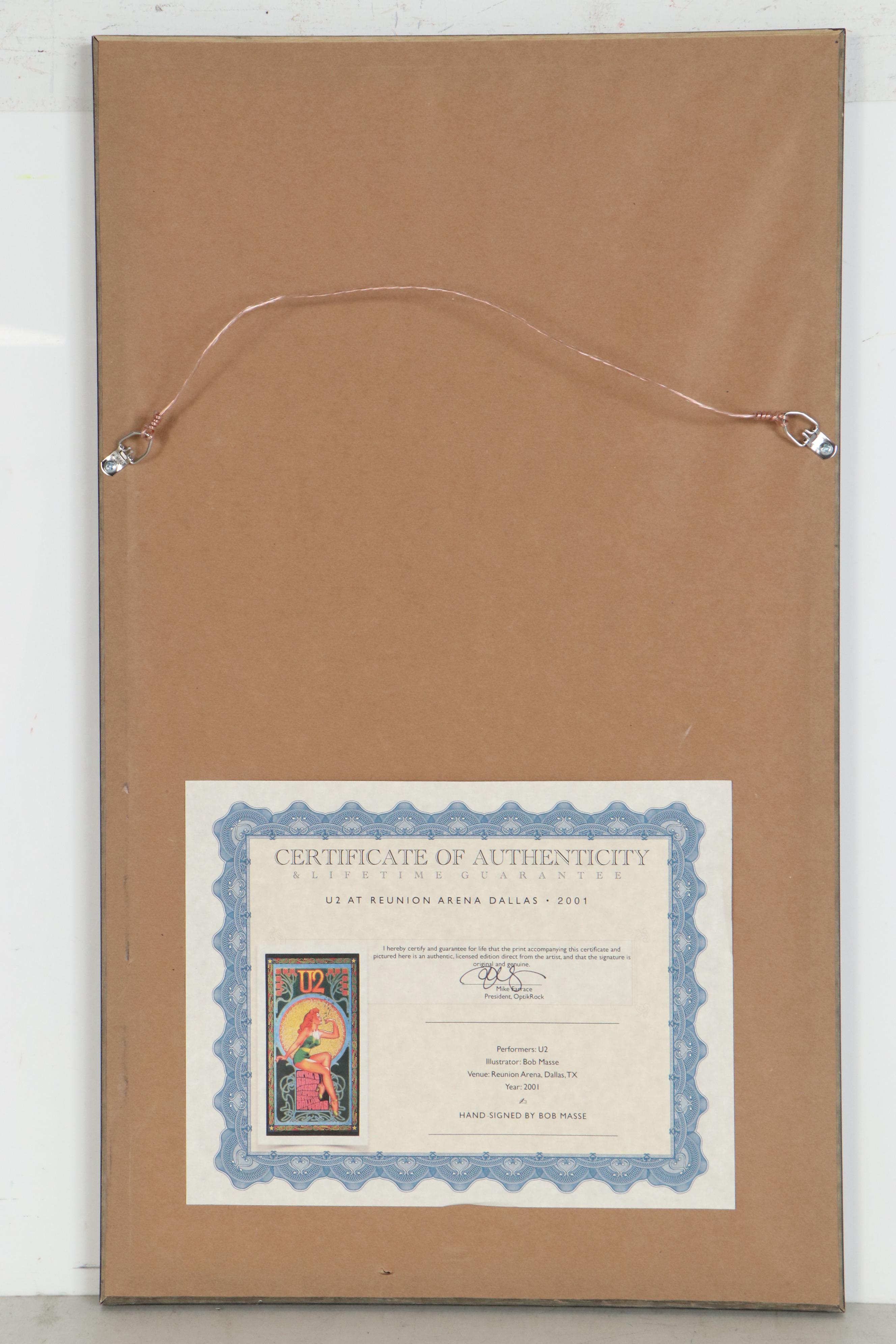 Bob Masse Offset Lithograph Concert Poster "U2 at Reunion Arena, 2001"