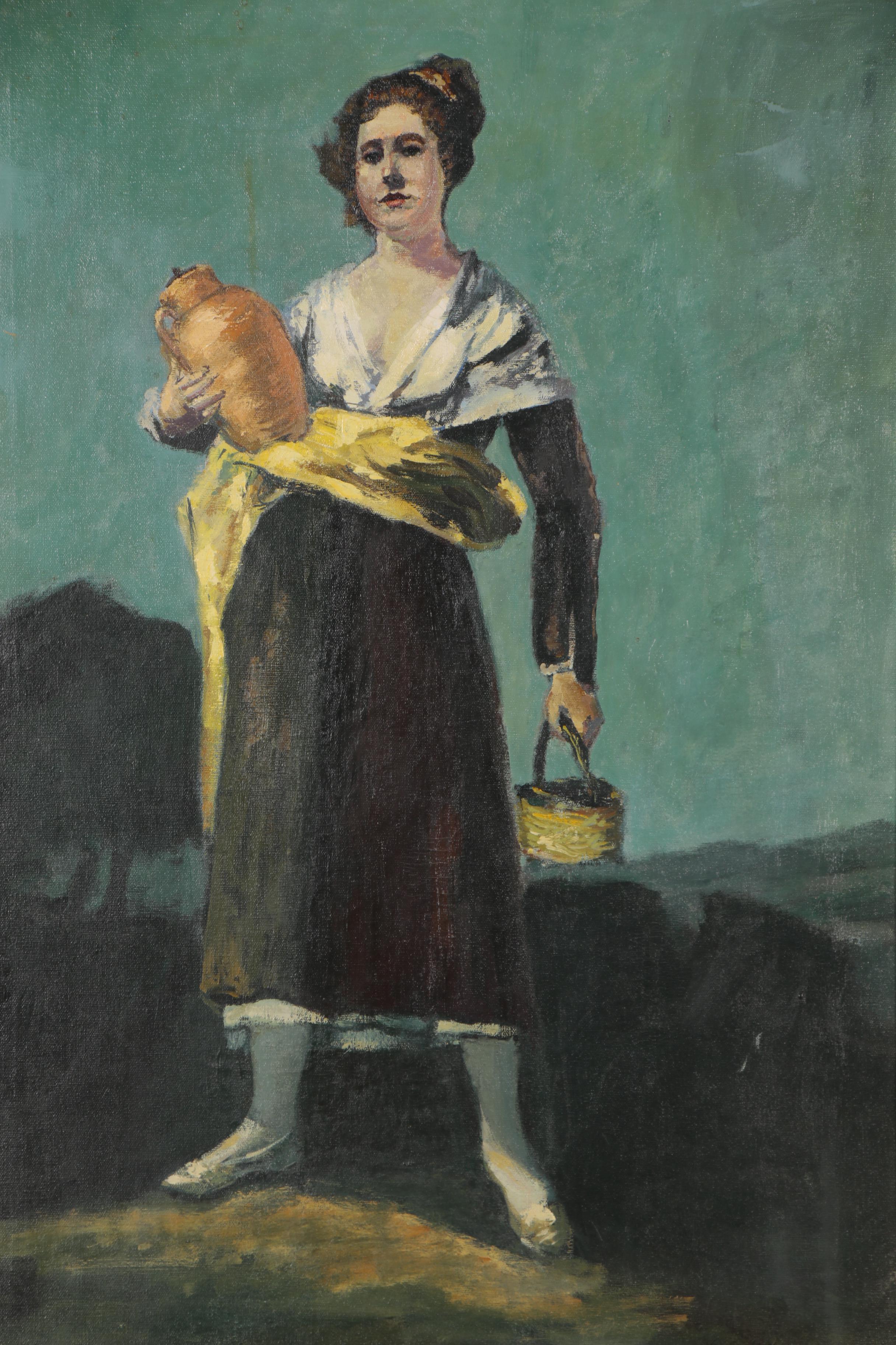 Oil Painting after Francisco de Goya "Girl with a Jug (Aguadora)"