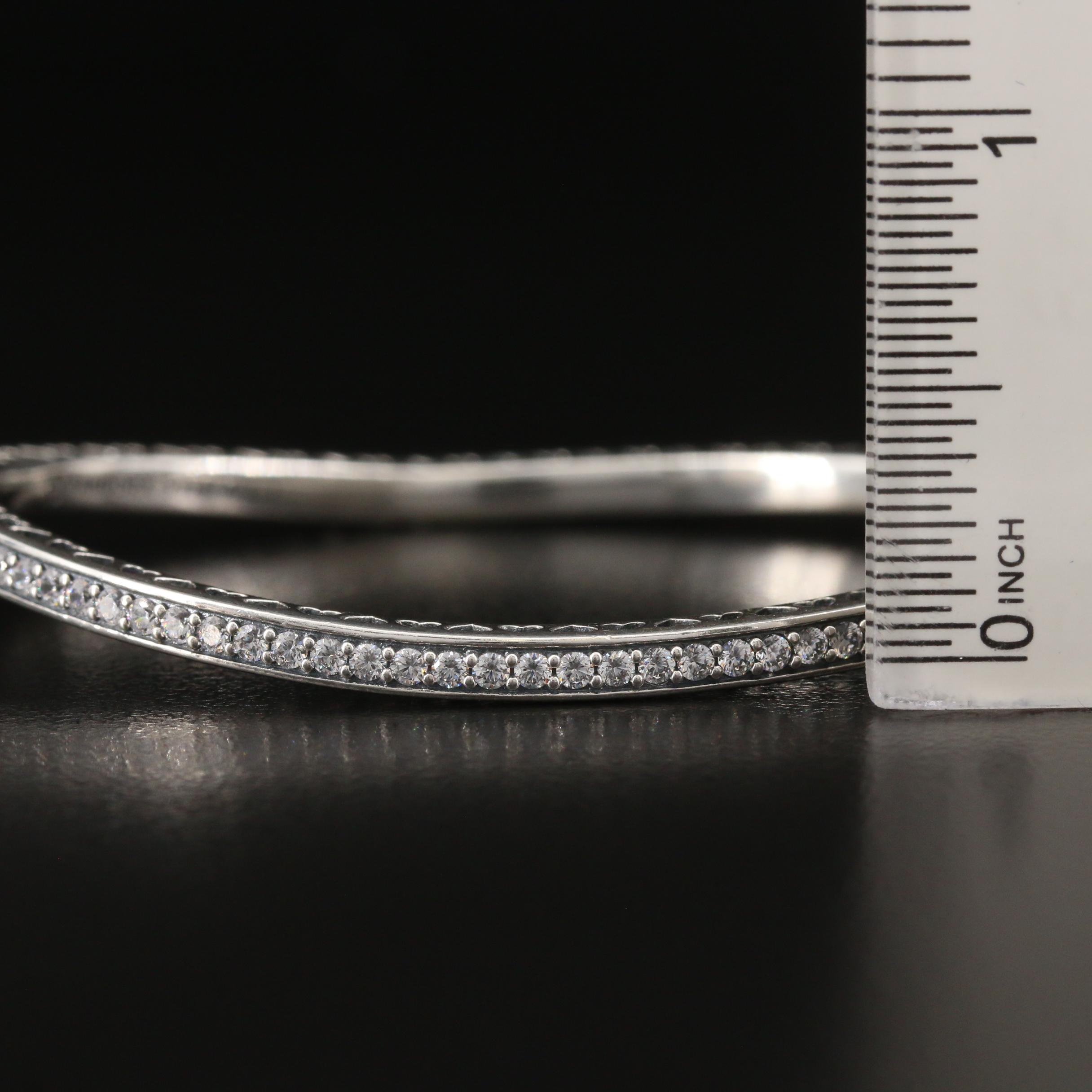 Pandora "Radiant Hearts" Sterling Silver Cubic Zirconia and Enamel Hinged Bangle