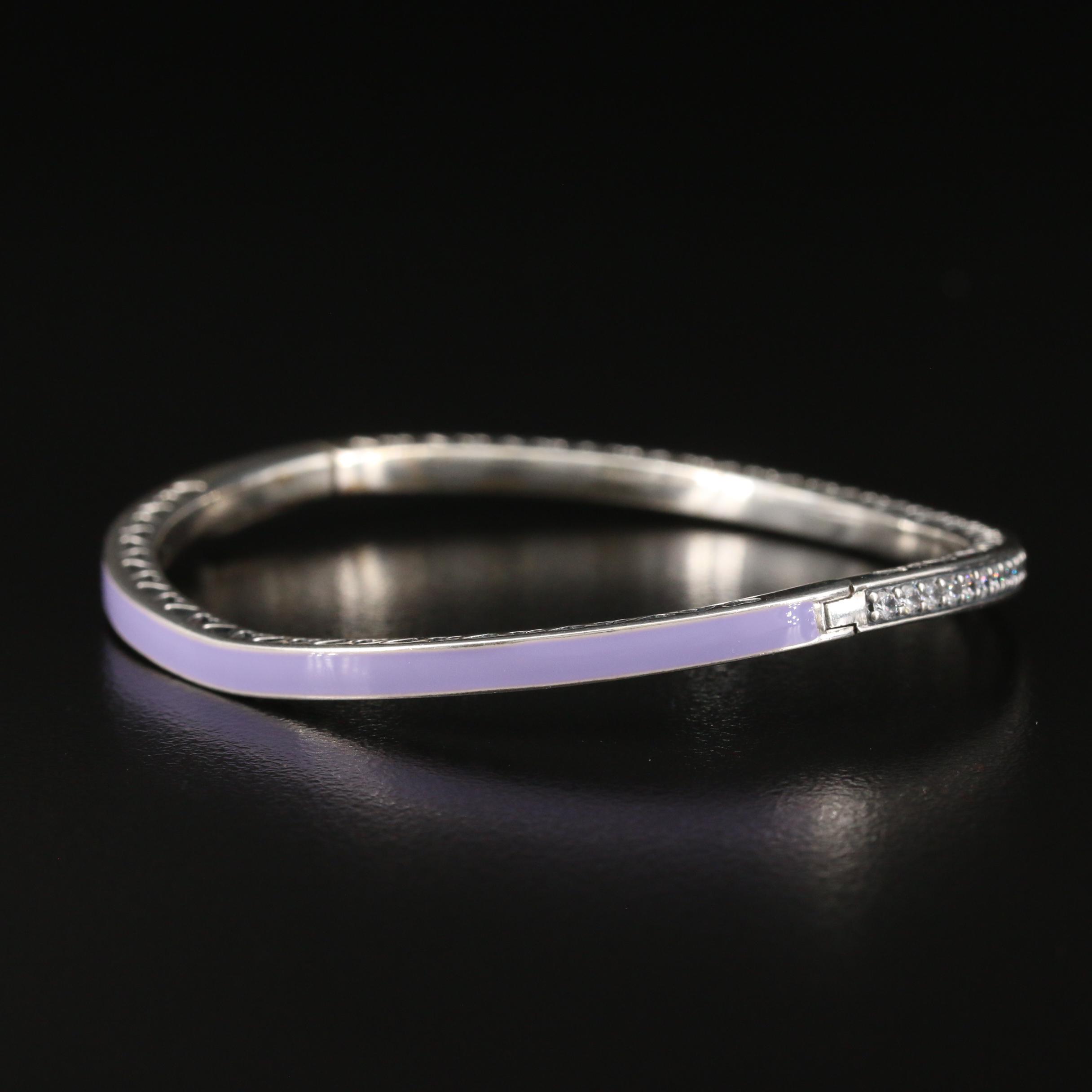 Pandora "Radiant Hearts" Sterling Silver Cubic Zirconia and Enamel Hinged Bangle