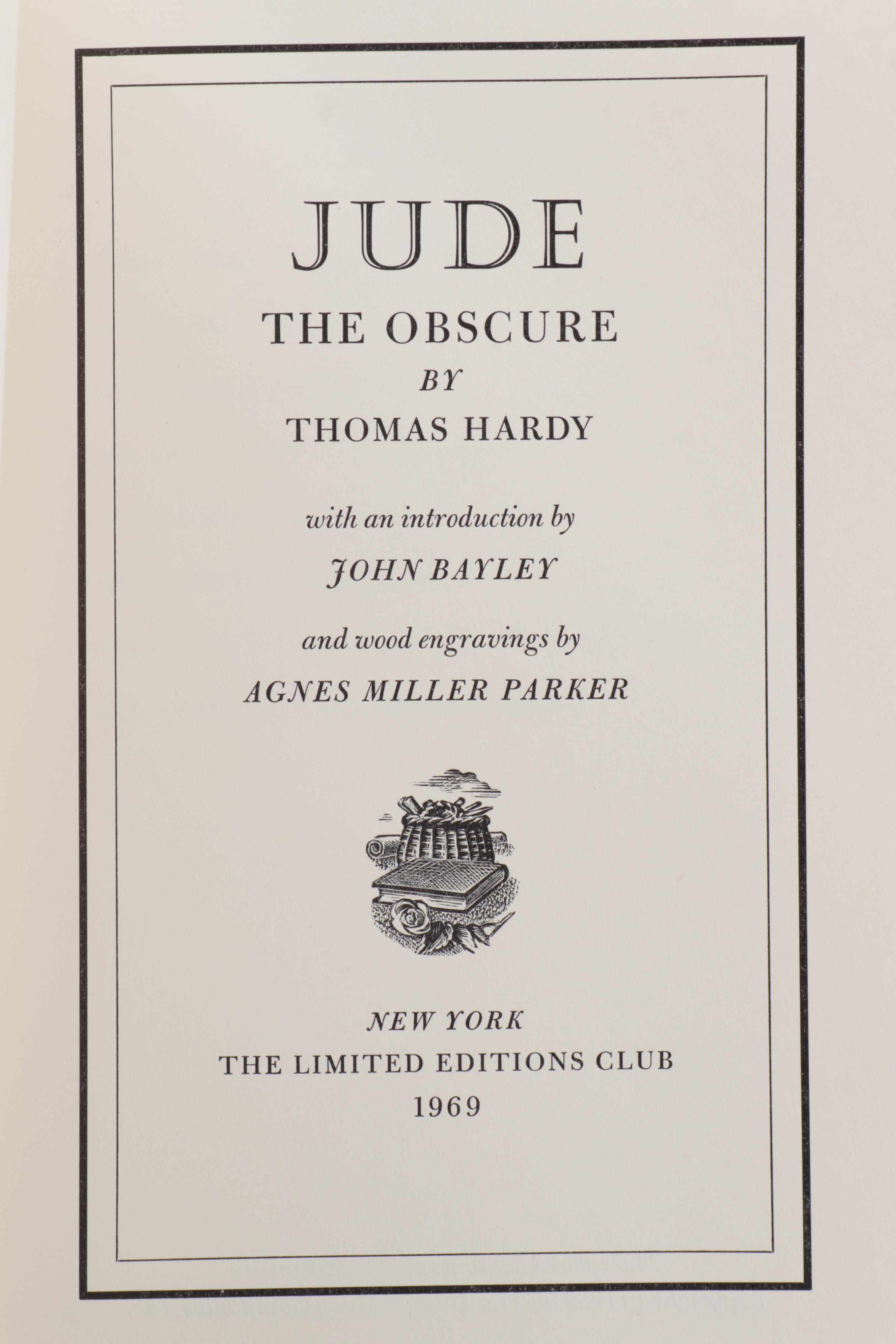A. Miller Parker Signed Limited Edition "Jude the Obscure" by Thomas Hardy, 1969