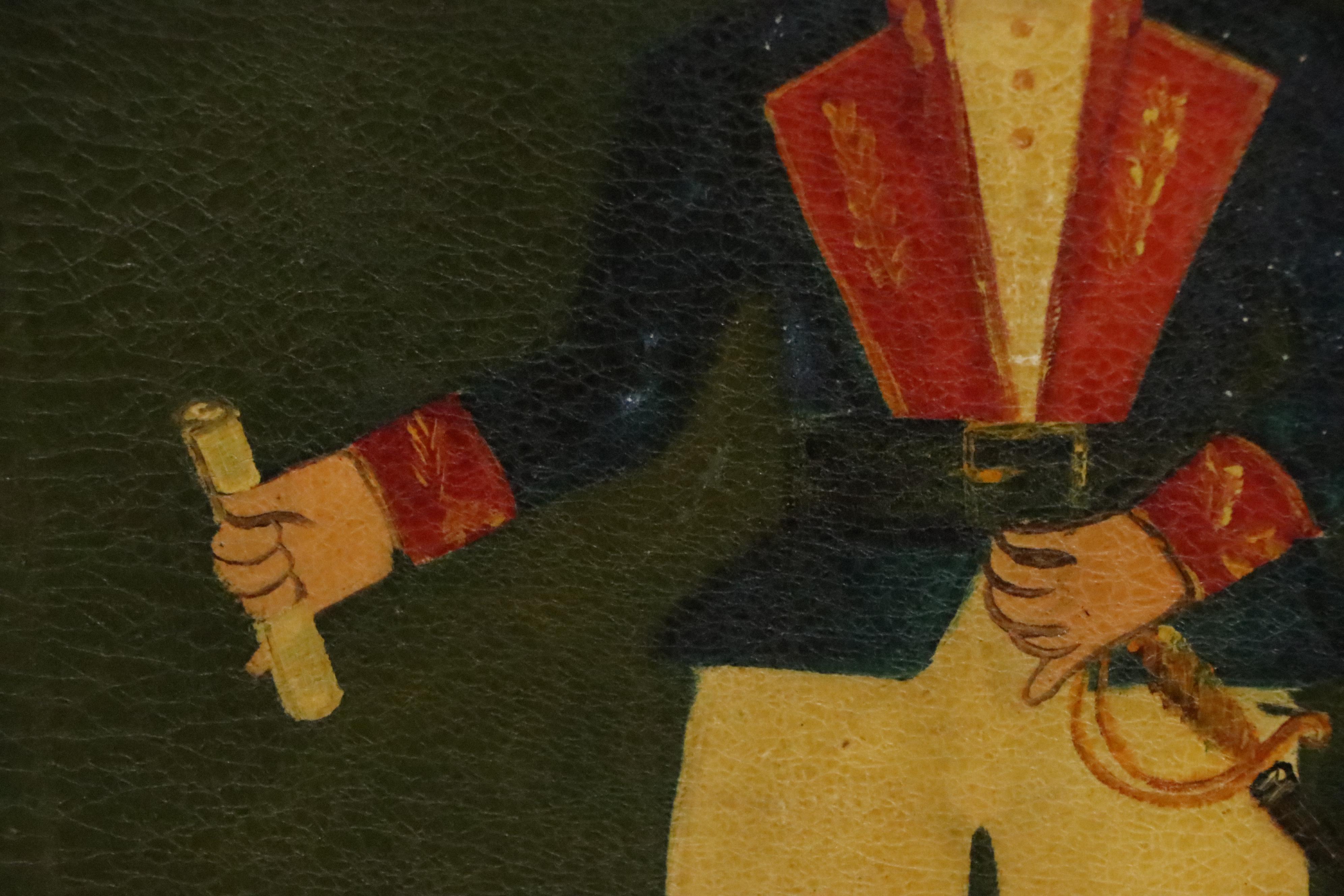 Agapito Labios Folk Art Painting of a Boy in Uniform, Early 20th Century