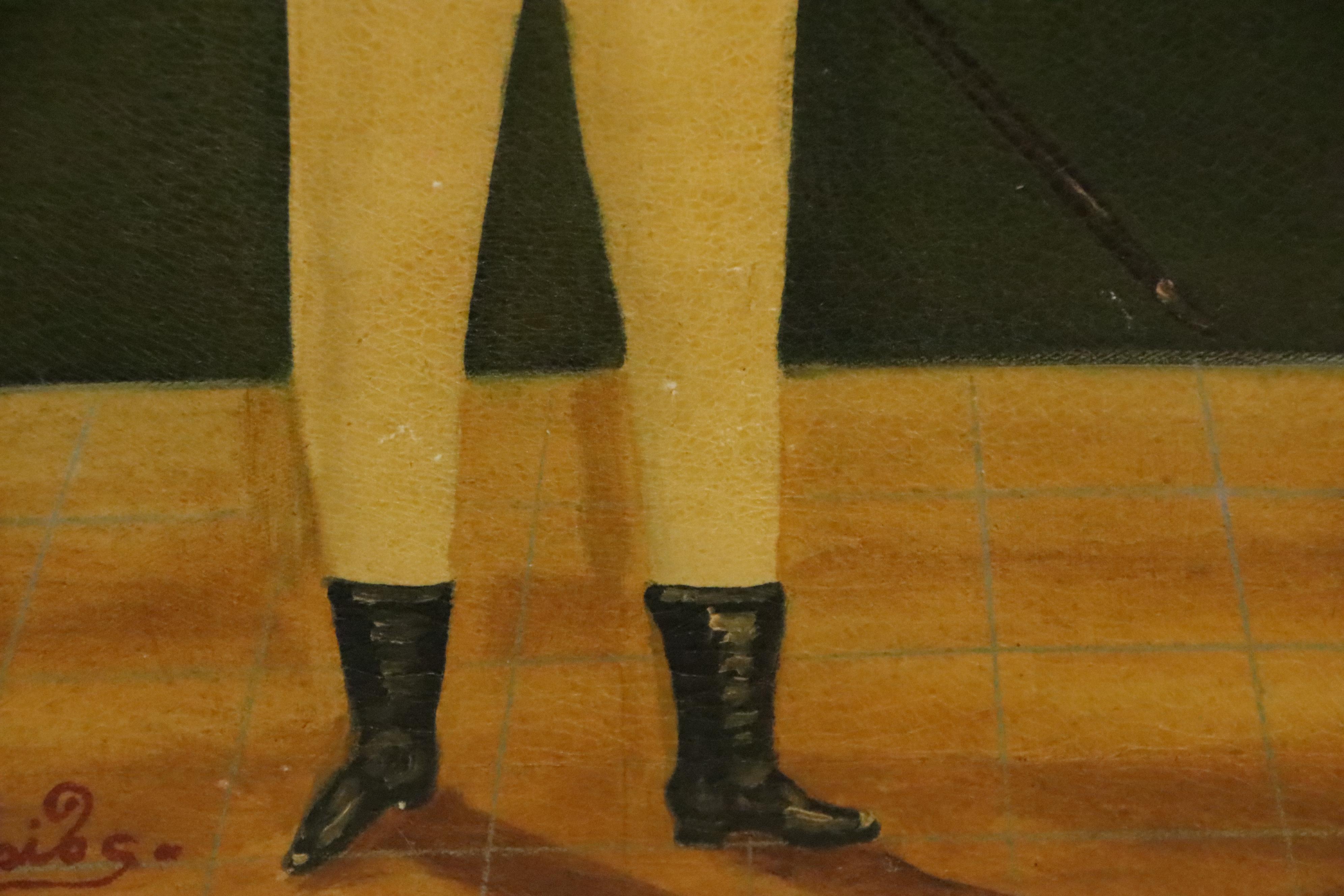 Agapito Labios Folk Art Painting of a Boy in Uniform, Early 20th Century