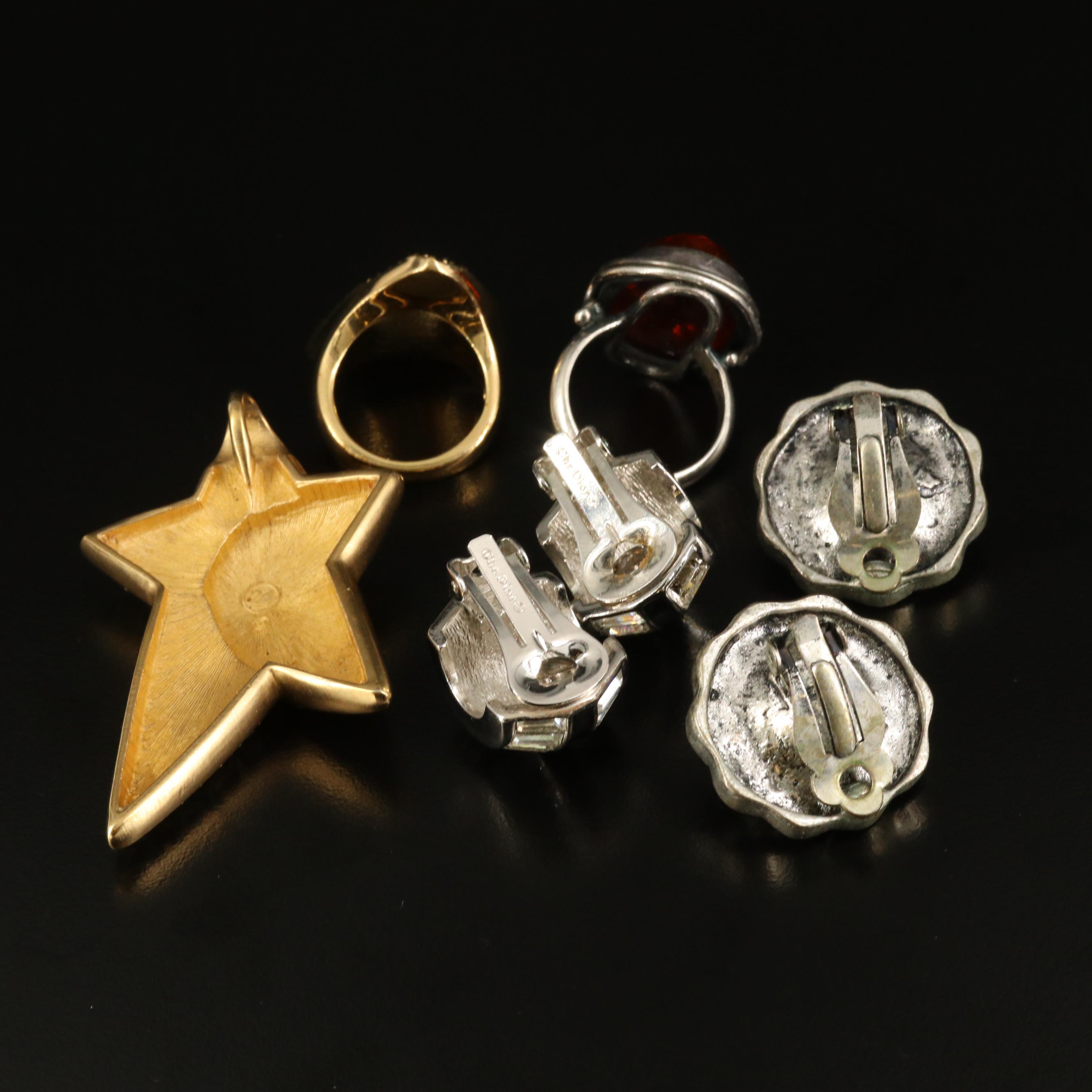 Earrings, Pendant and Ring Including Sterling, Swarovski and Christian Dior