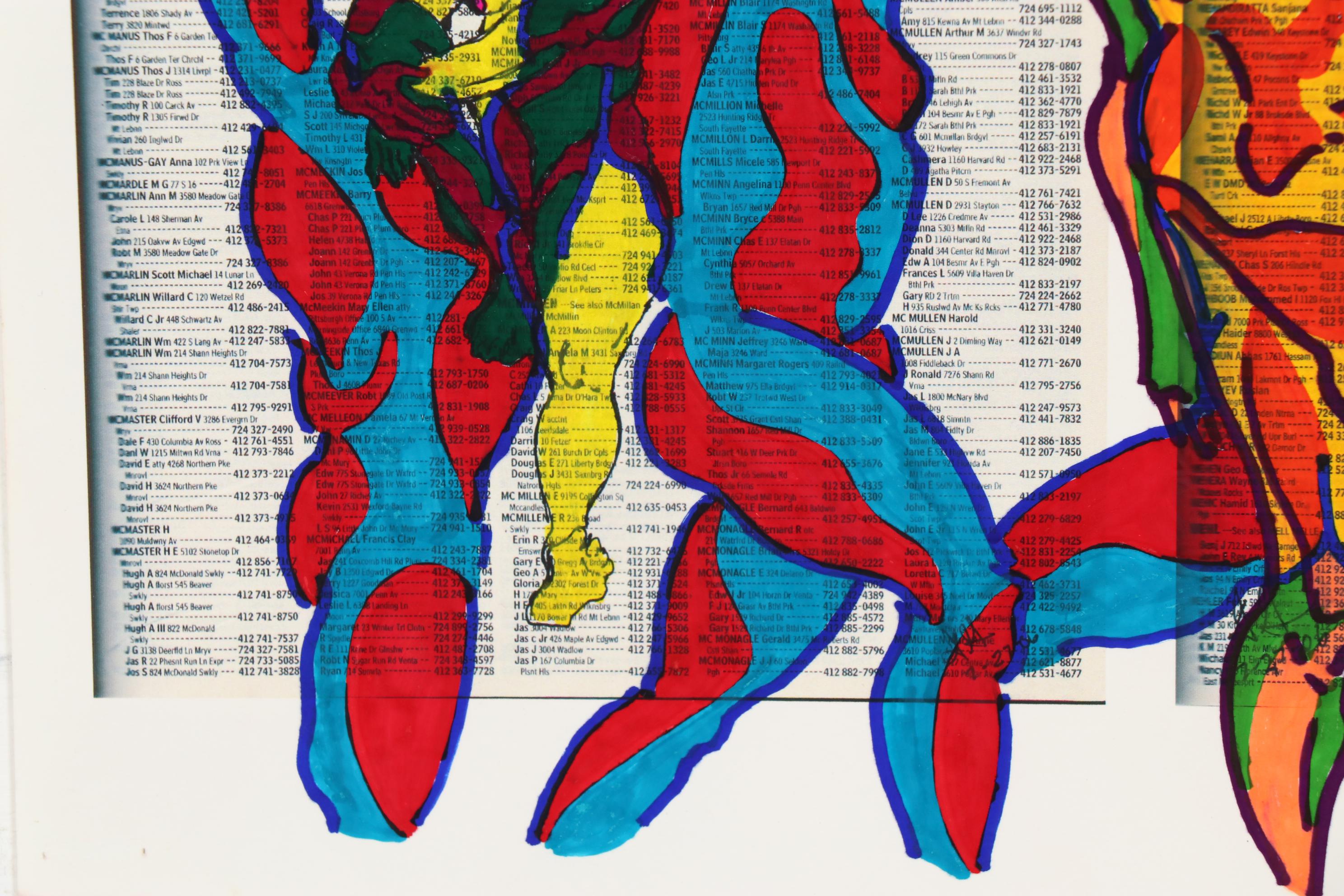 David Grim Marker Drawing of Nude Figural Studies, 21st Century