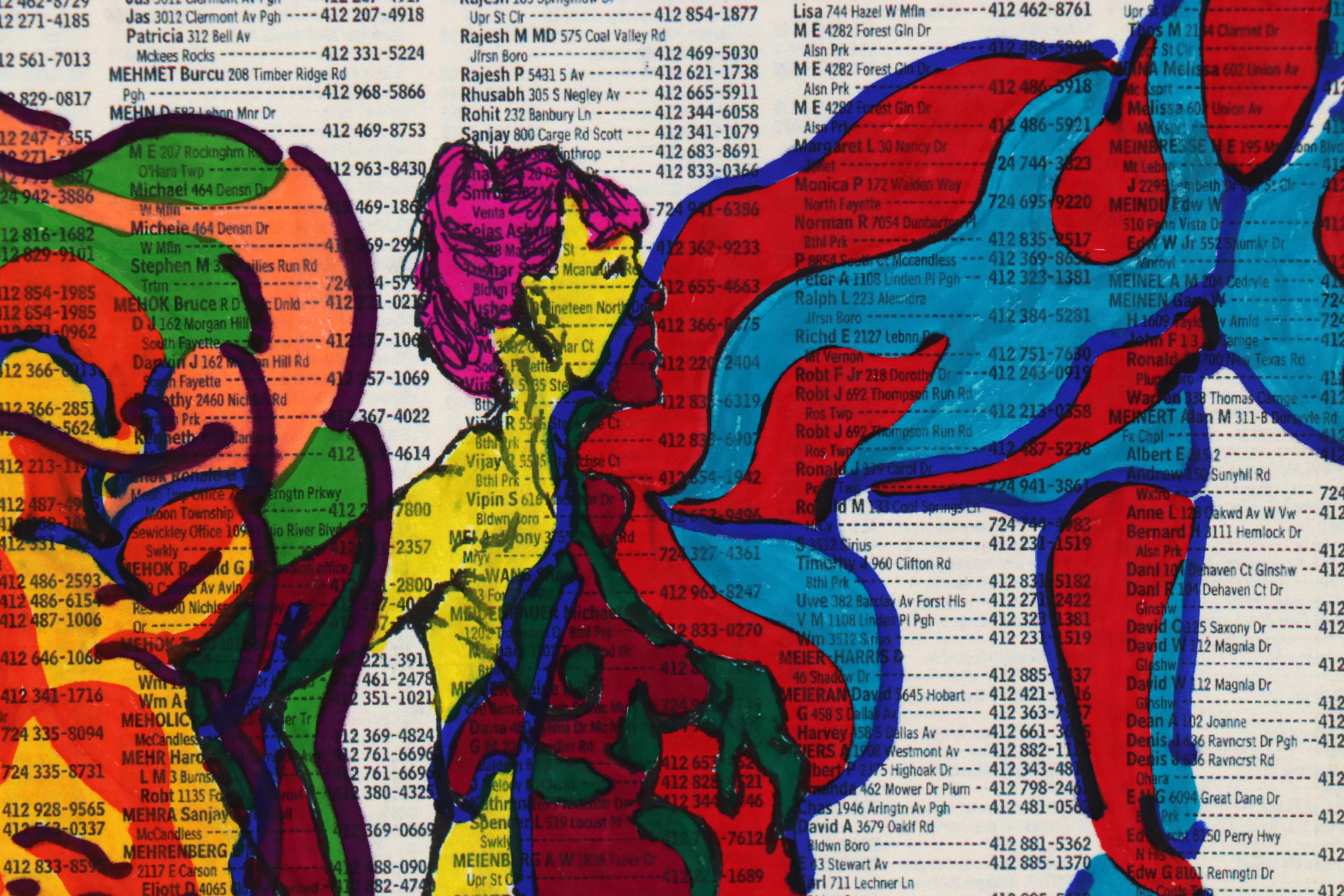 David Grim Marker Drawing of Nude Figural Studies, 21st Century