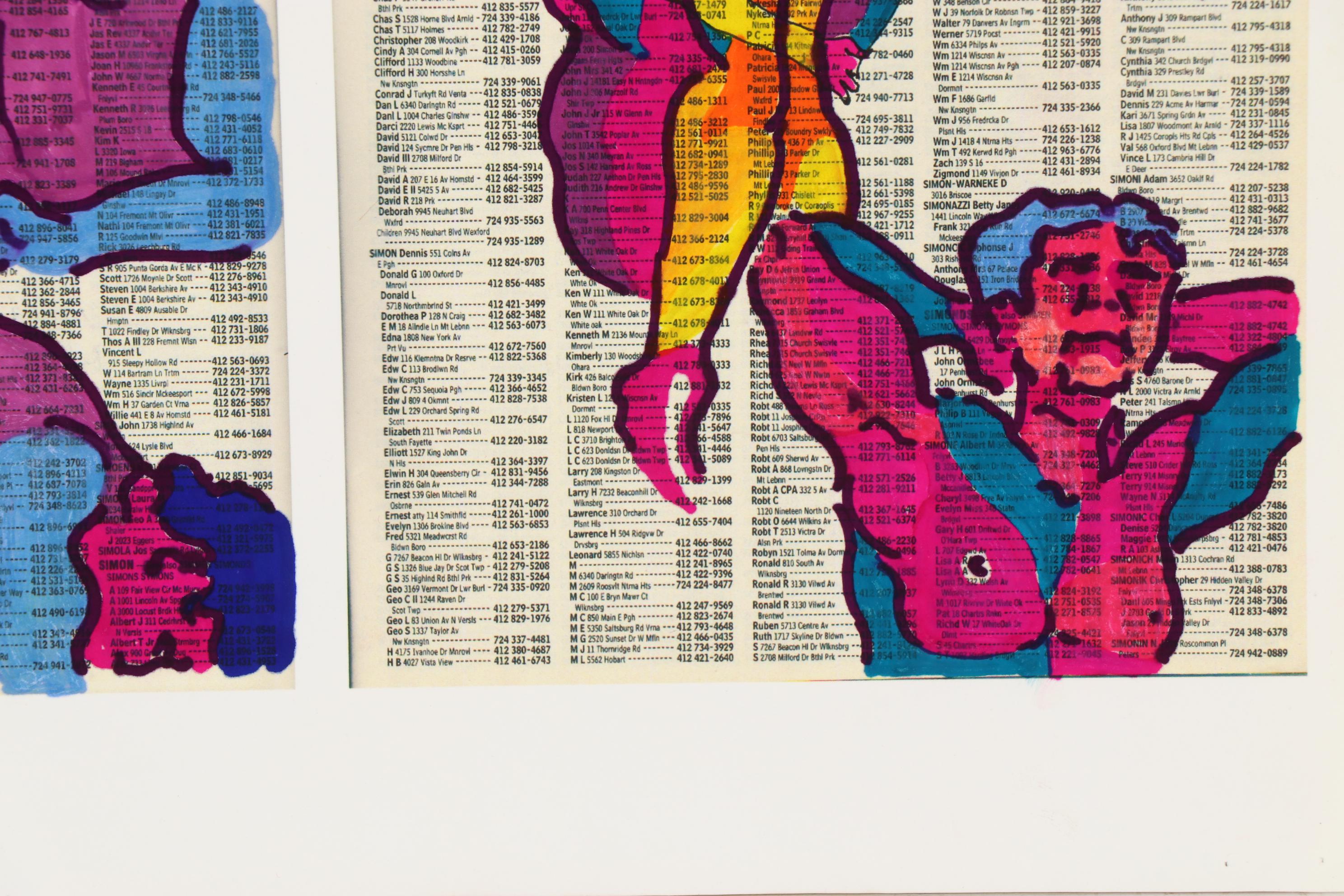 David Grim Marker Drawing of Figural Study Composition, 21st Century