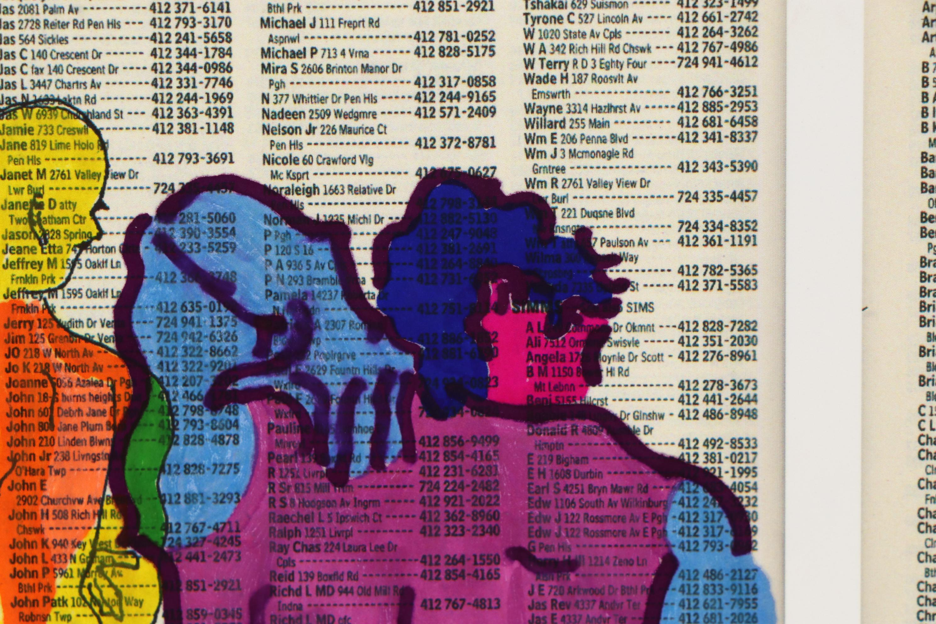 David Grim Marker Drawing of Figural Study Composition, 21st Century