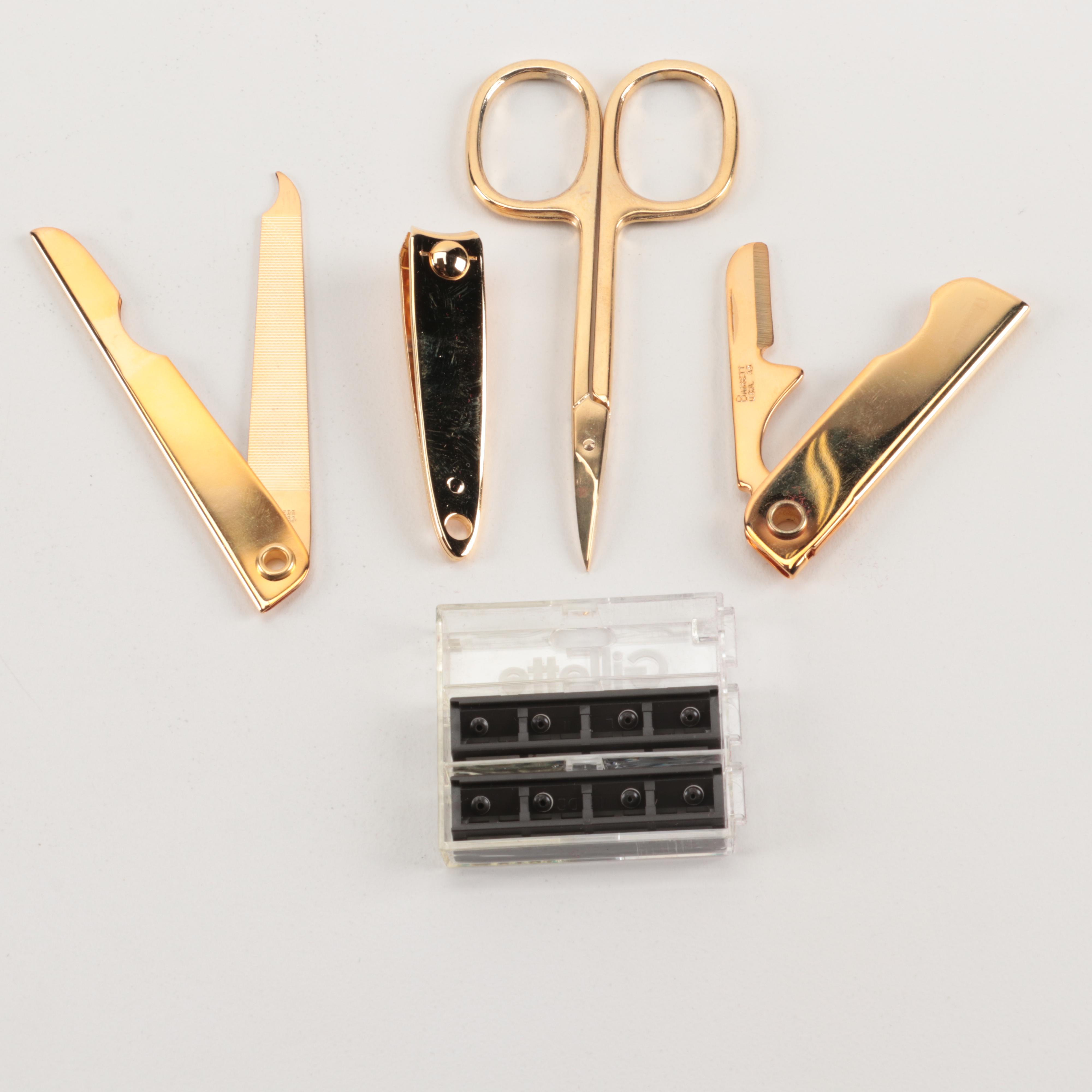 Royce Eight-Piece Manicure and Grooming Kit in Burgundy Leather Case