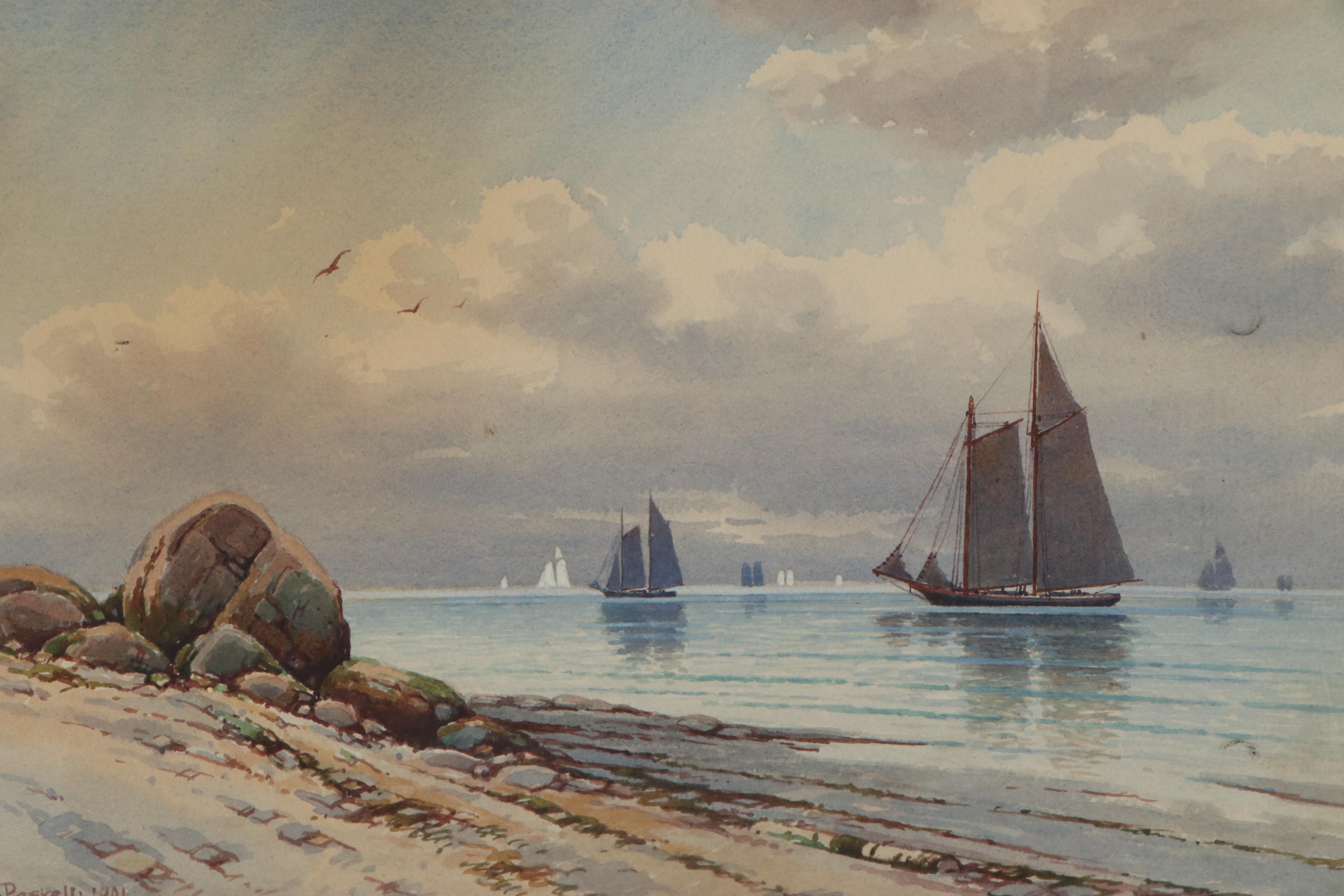 William Paskell Seascape Watercolor Painting, 1901