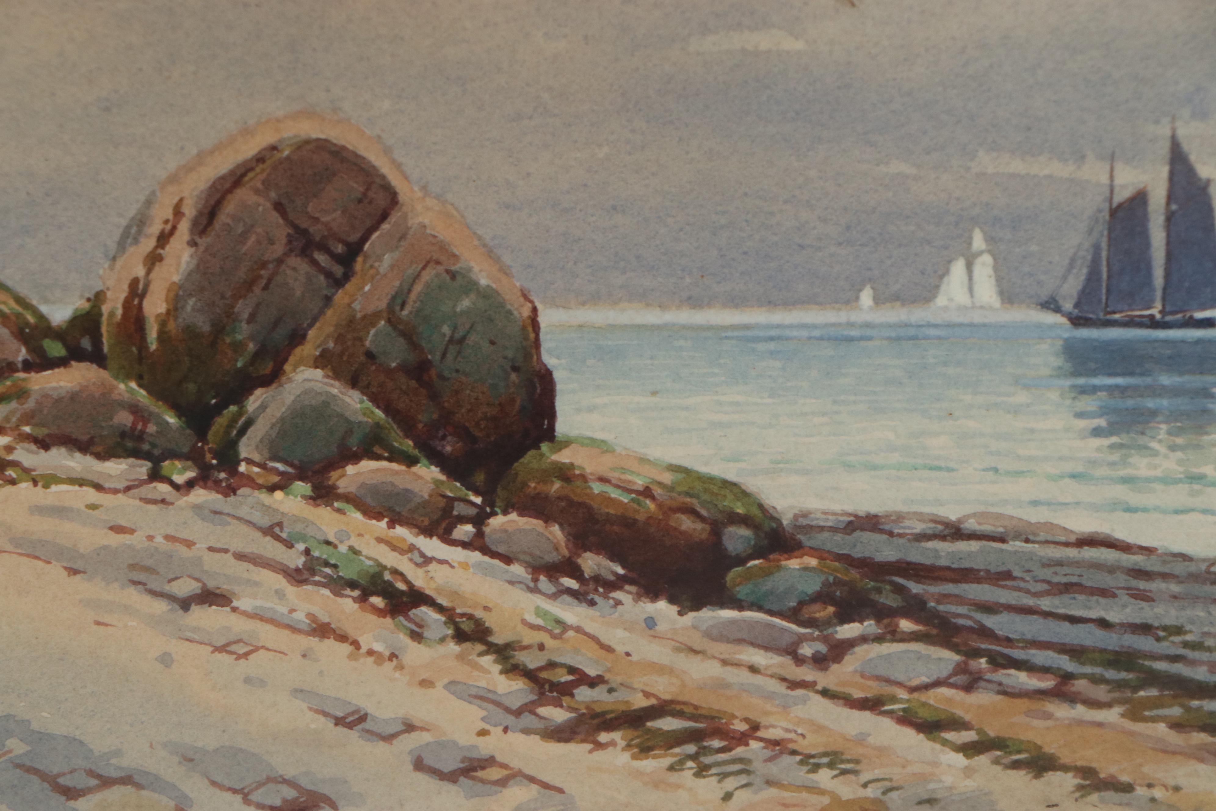 William Paskell Seascape Watercolor Painting, 1901