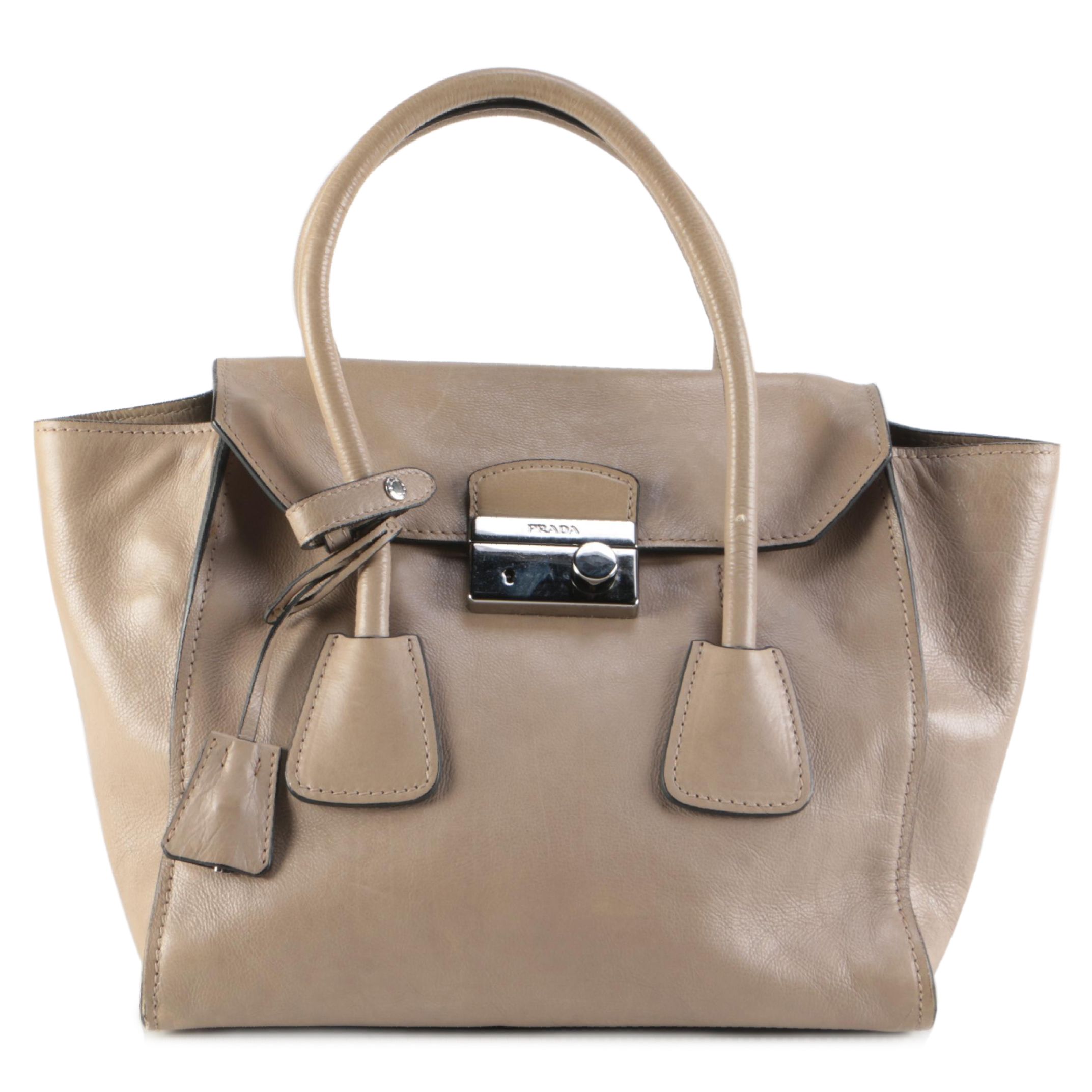 Prada Two-Way Sound Satchel in Pomice Glace Calfskin Leather