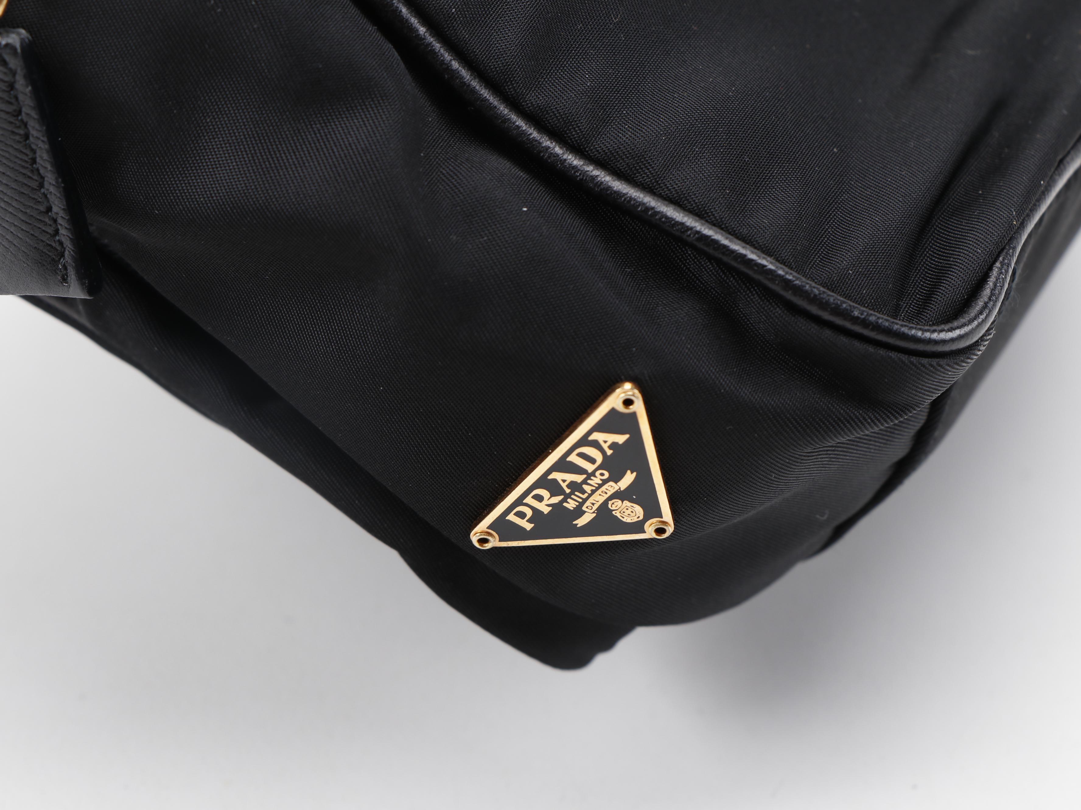 Prada Double Zip Camera Bag in Black Nylon with Saffiano Leather Trim