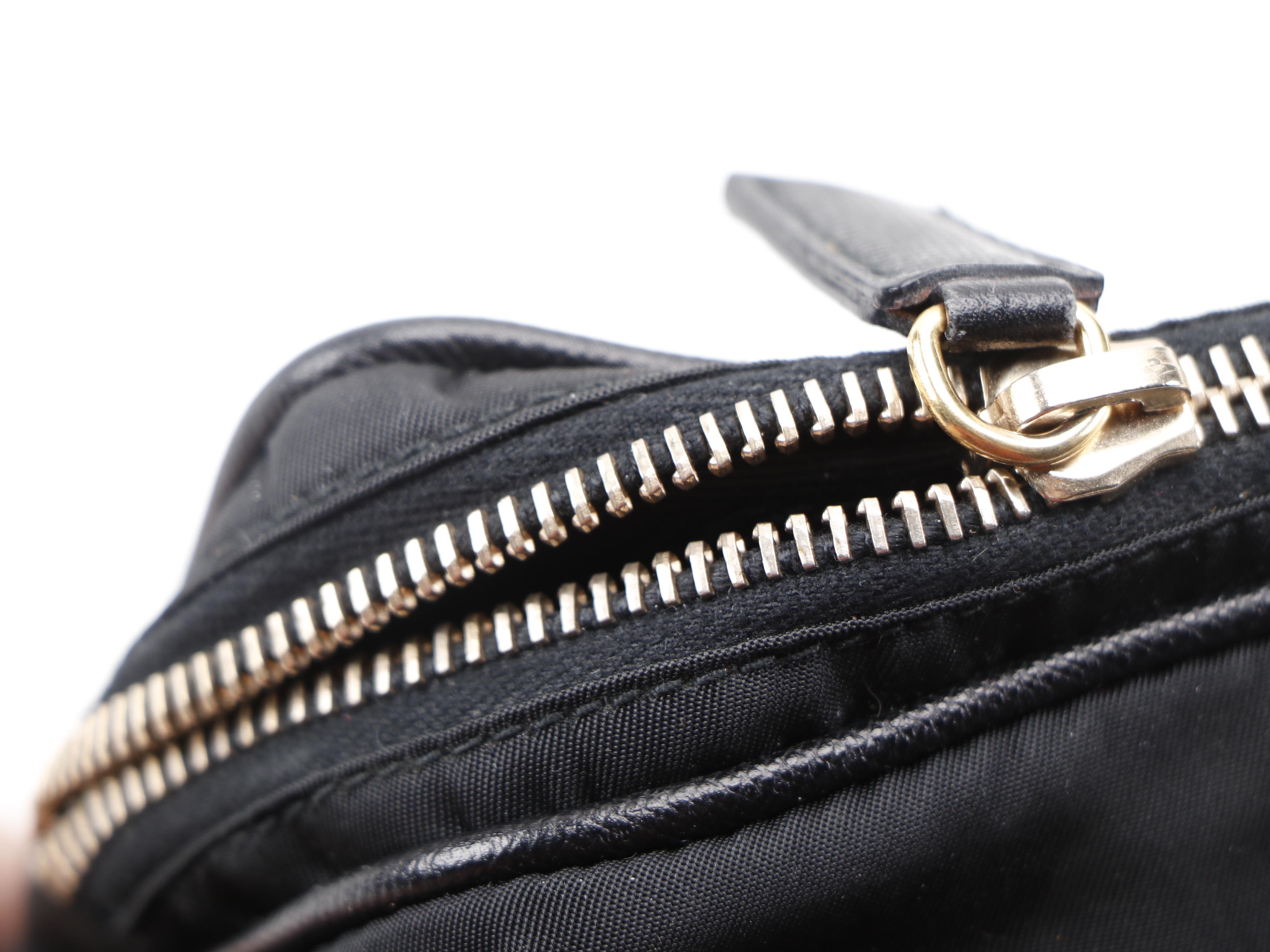 Prada Double Zip Camera Bag in Black Nylon with Saffiano Leather Trim