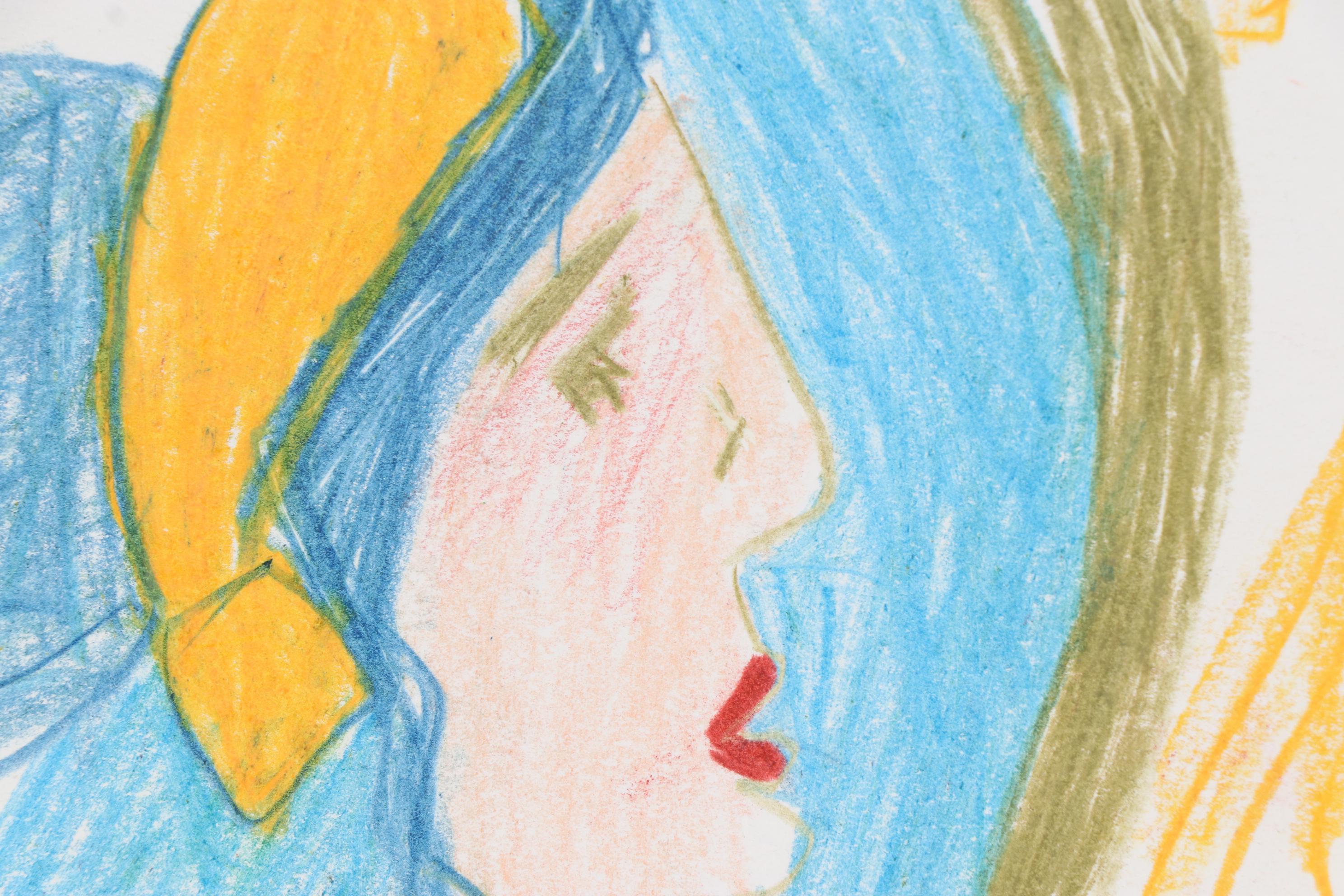 Wendy Davis Crayon and Colored Pencil Drawing of Neo-Classical Figures