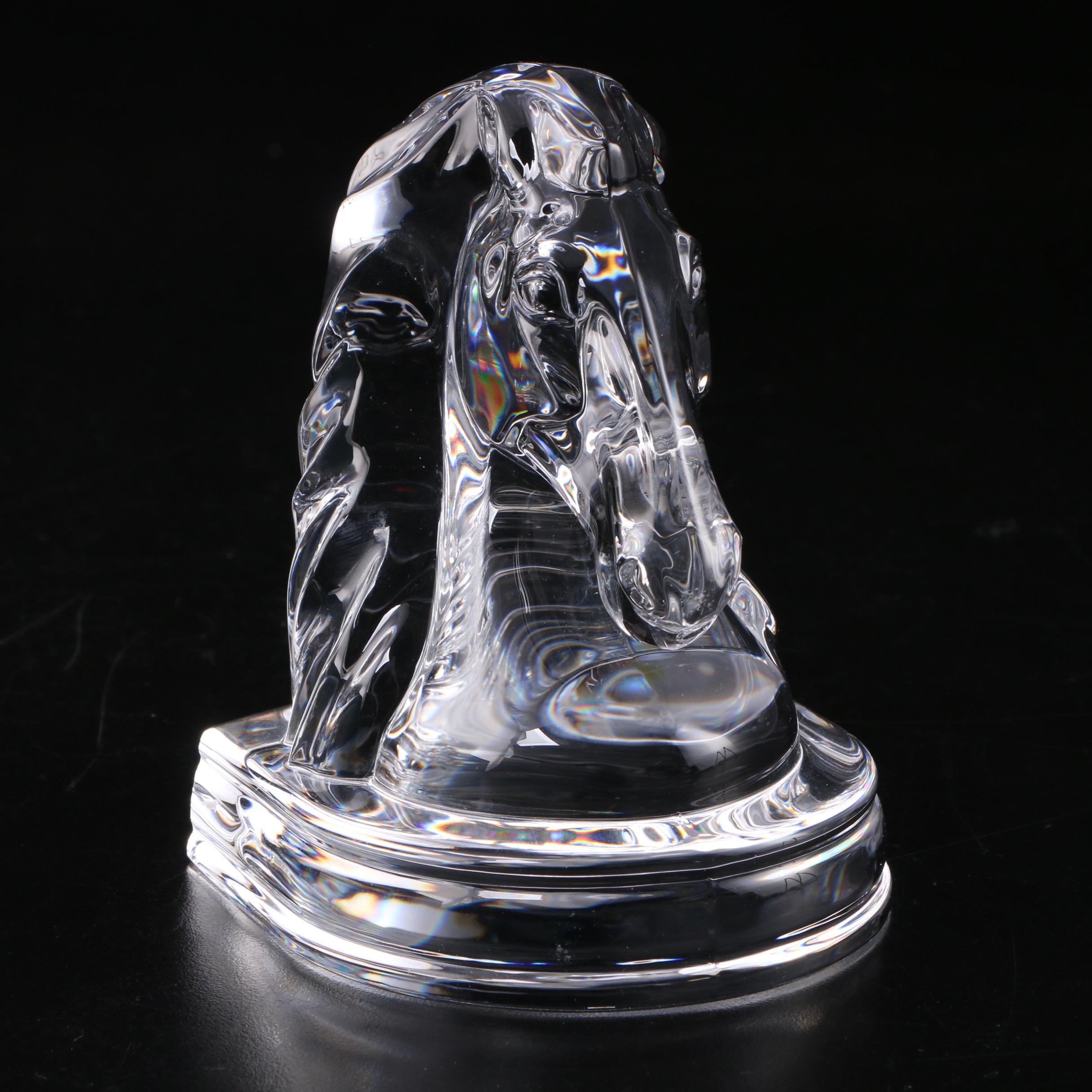 Hoya Crystal Horse Bookends, Late 20th Century