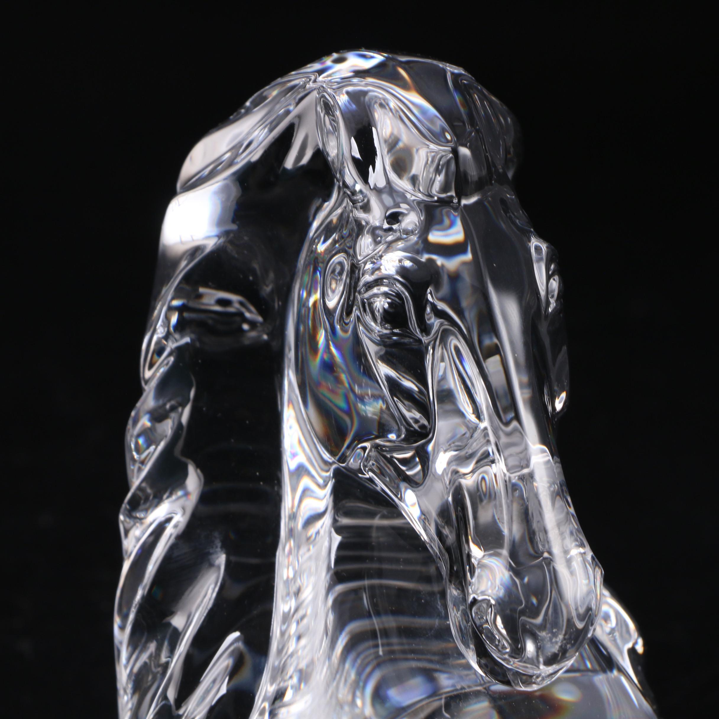 Hoya Crystal Horse Bookends, Late 20th Century