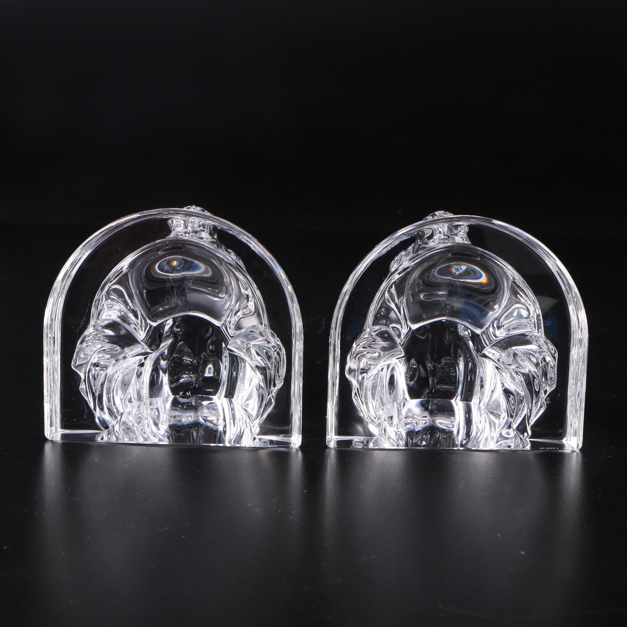 Hoya Crystal Horse Bookends, Late 20th Century