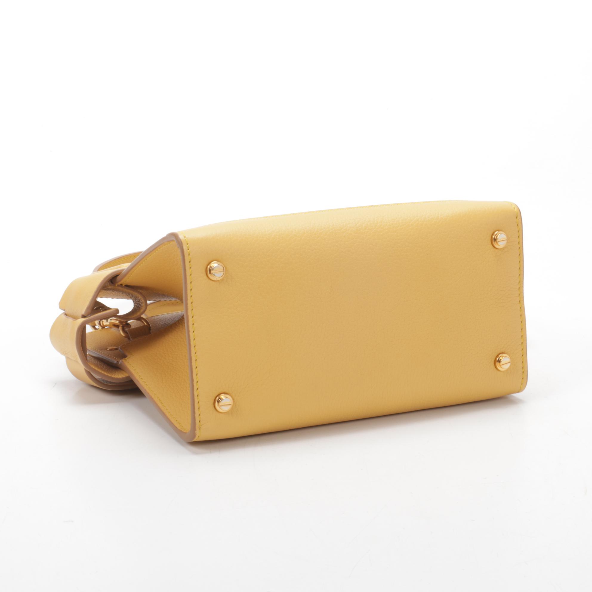 Givenchy Mini Horizon Two-Way Satchel in Yellow Grained Leather