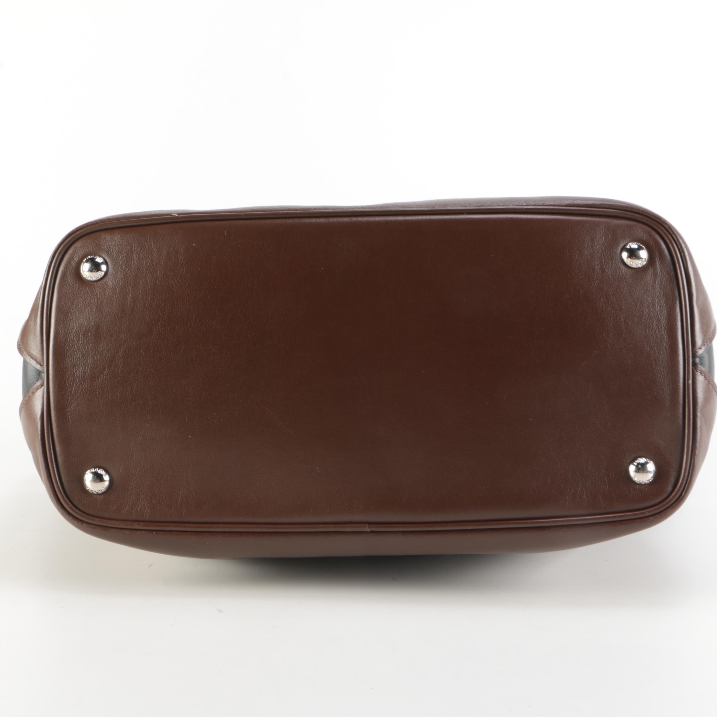 Prada Cuir Shopping Tote in Brown Calfskin Leather with Black Leather Trim