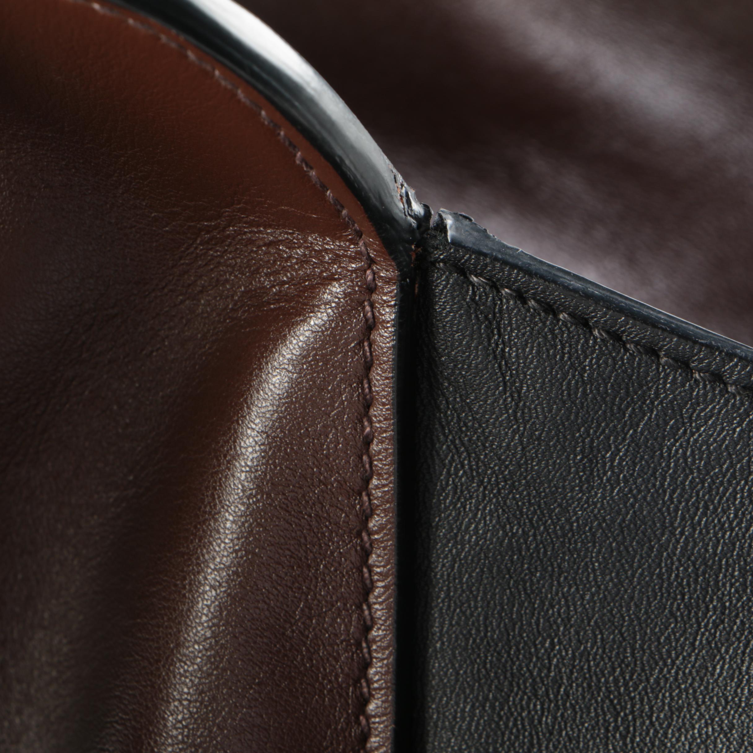 Prada Cuir Shopping Tote in Brown Calfskin Leather with Black Leather Trim