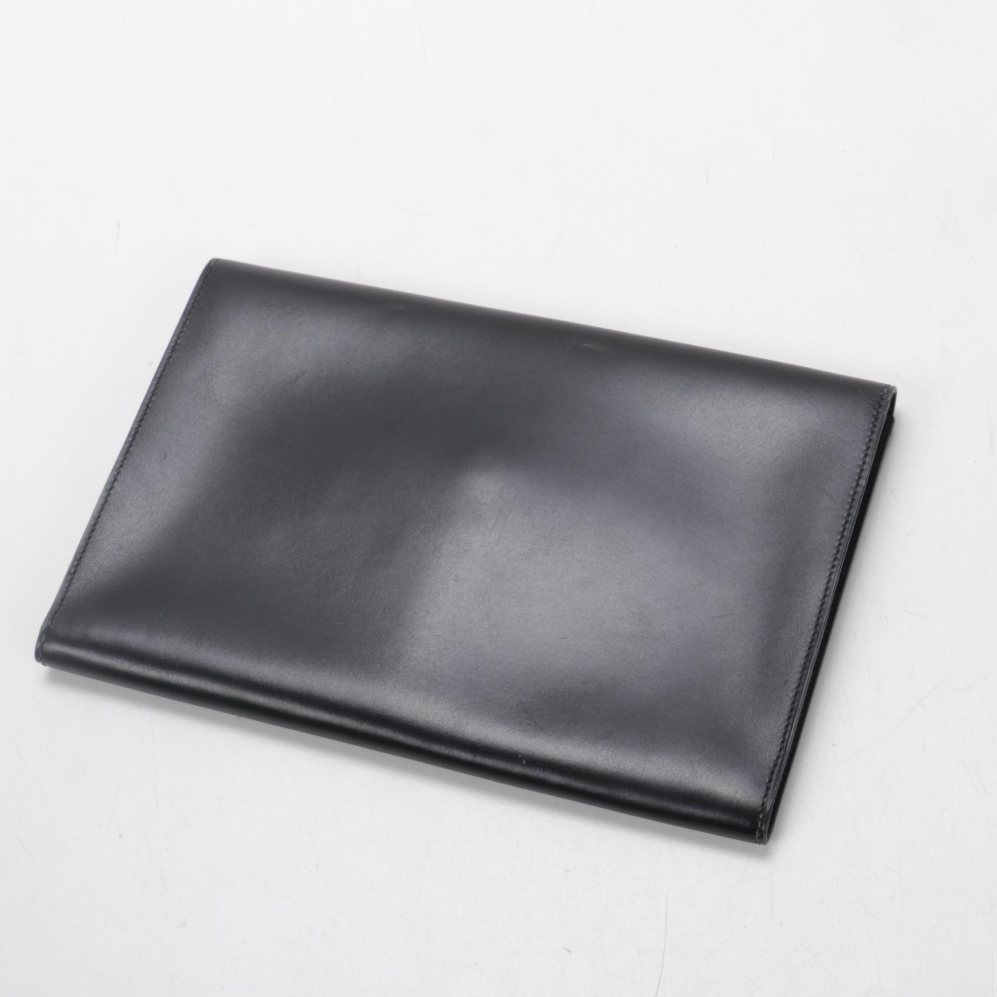 Hermès H Lock Clutch in Black Box Calf Leather