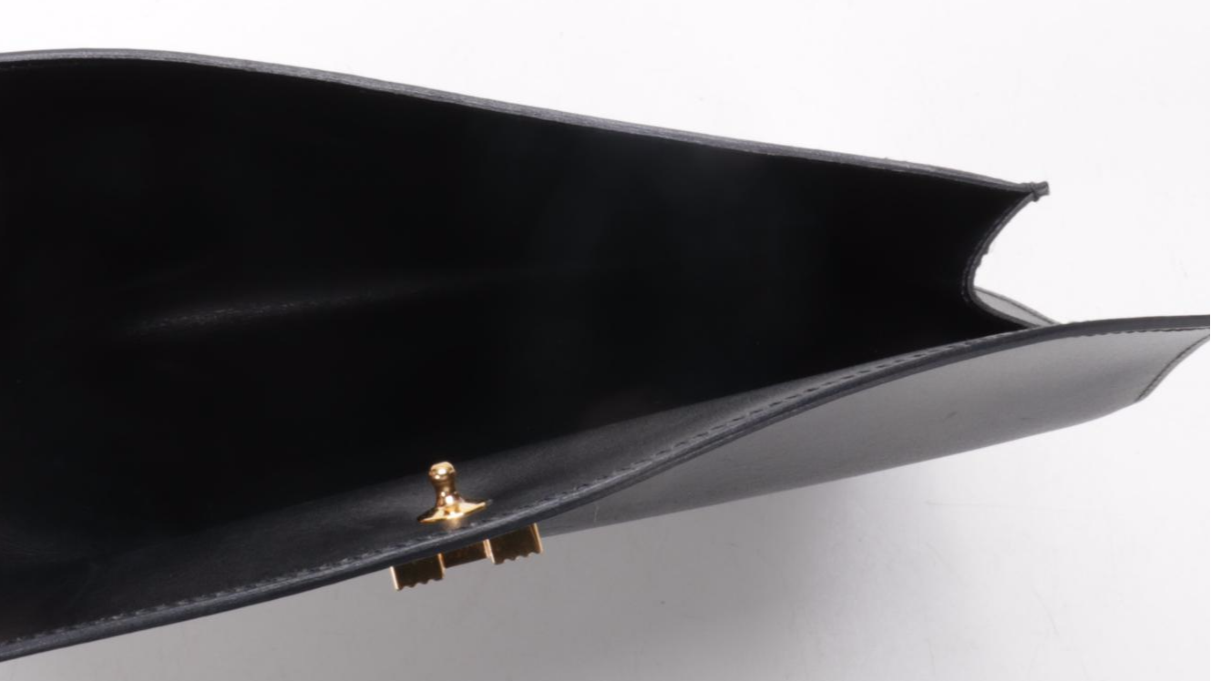 Hermès H Lock Clutch in Black Box Calf Leather