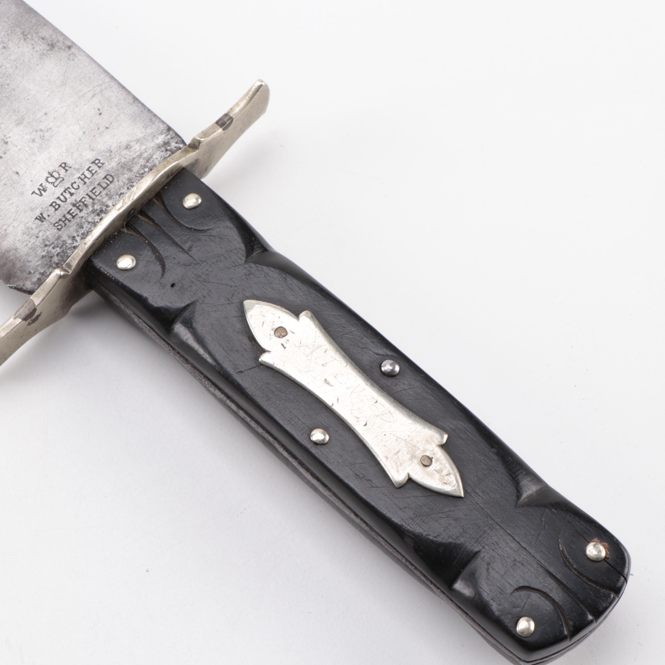 W. Butcher of Sheffield Bowie Style Knife, Early to Mid 19th Century