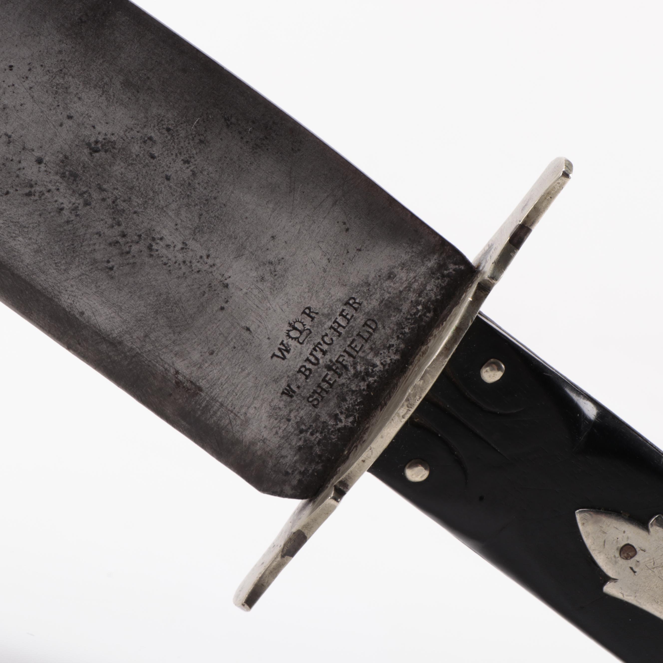 W. Butcher of Sheffield Bowie Style Knife, Early to Mid 19th Century