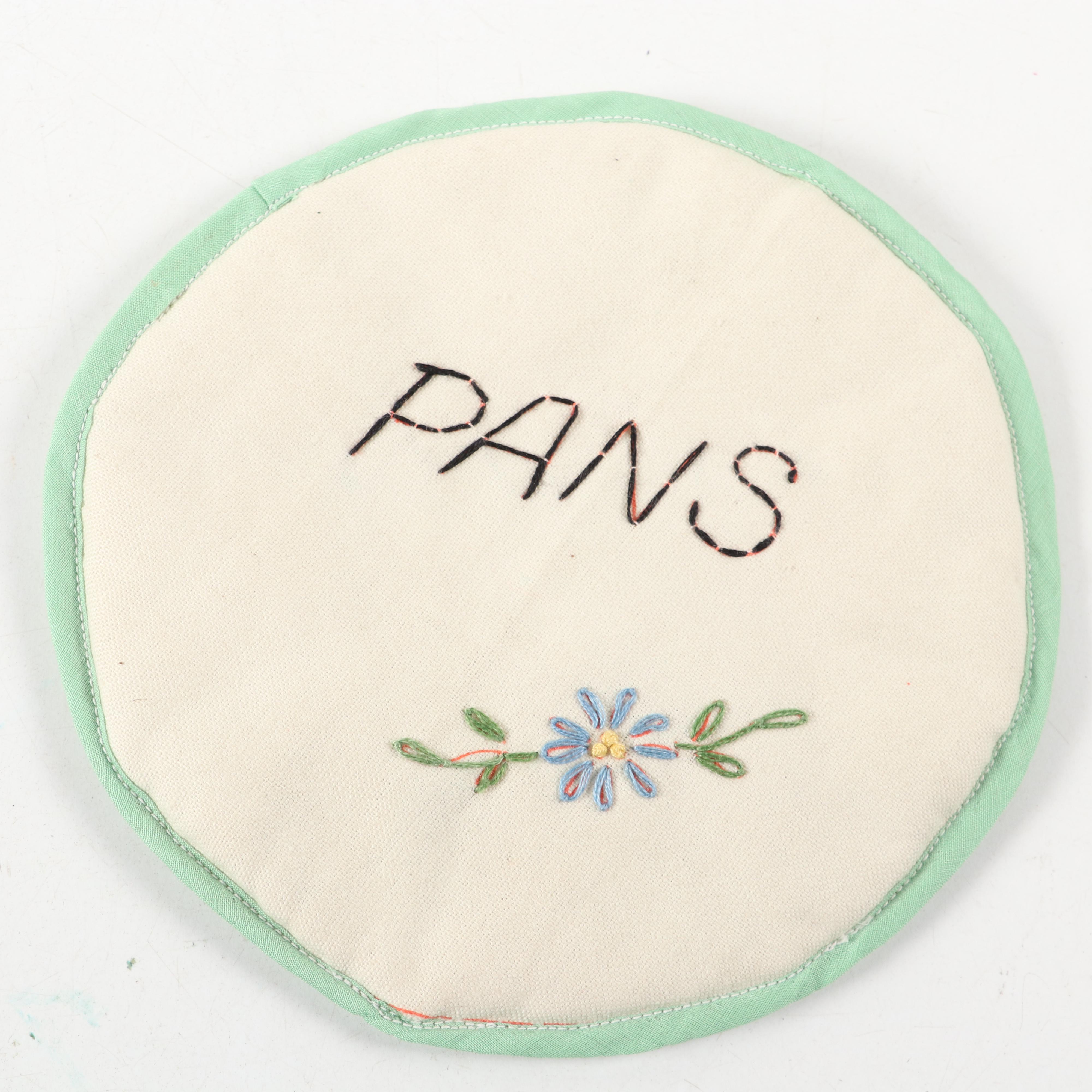 Embroidered Pot Holder Bag and Pot Holder with Jacquard Dish Towel