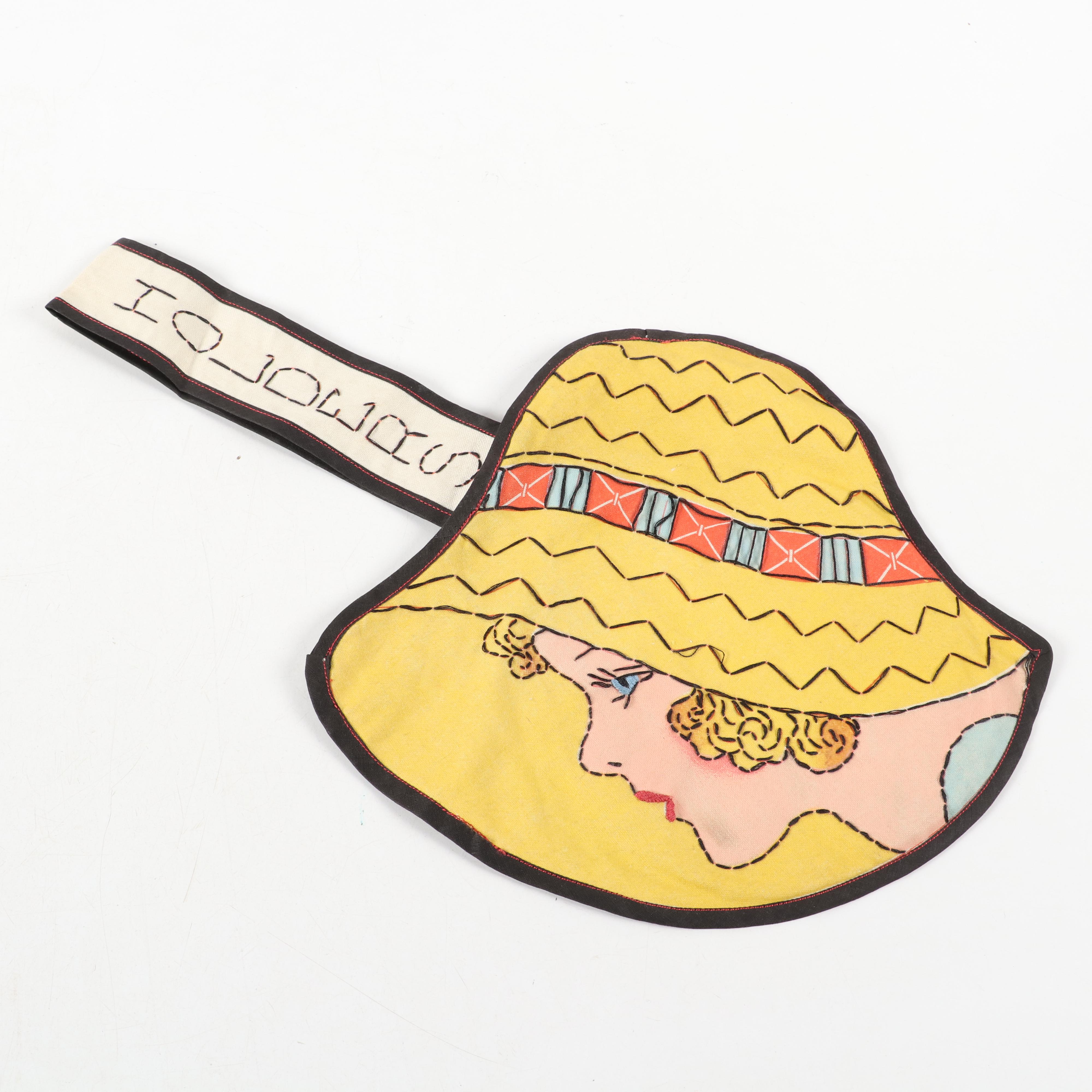 Embroidered Pot Holder Bag and Pot Holder with Jacquard Dish Towel