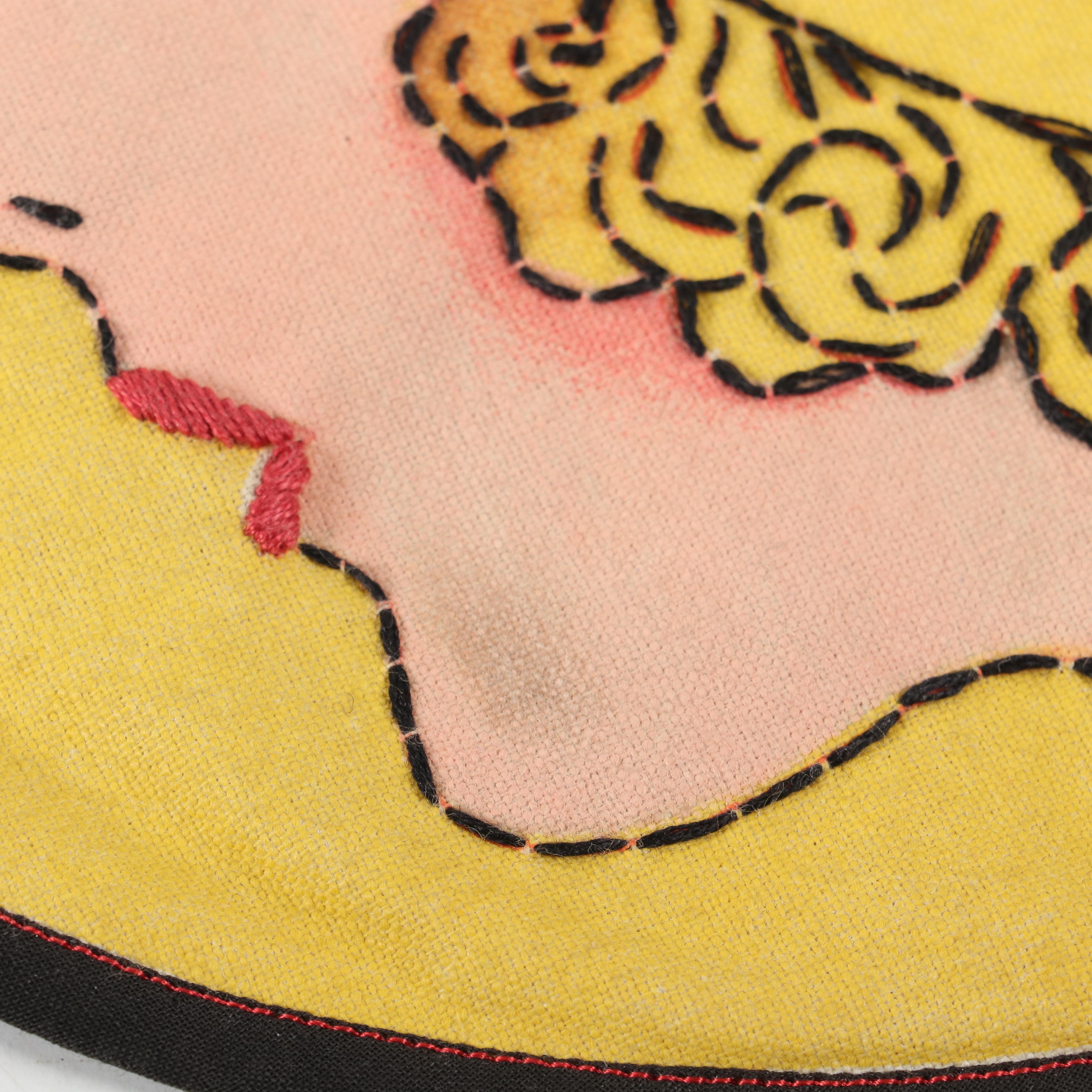 Embroidered Pot Holder Bag and Pot Holder with Jacquard Dish Towel