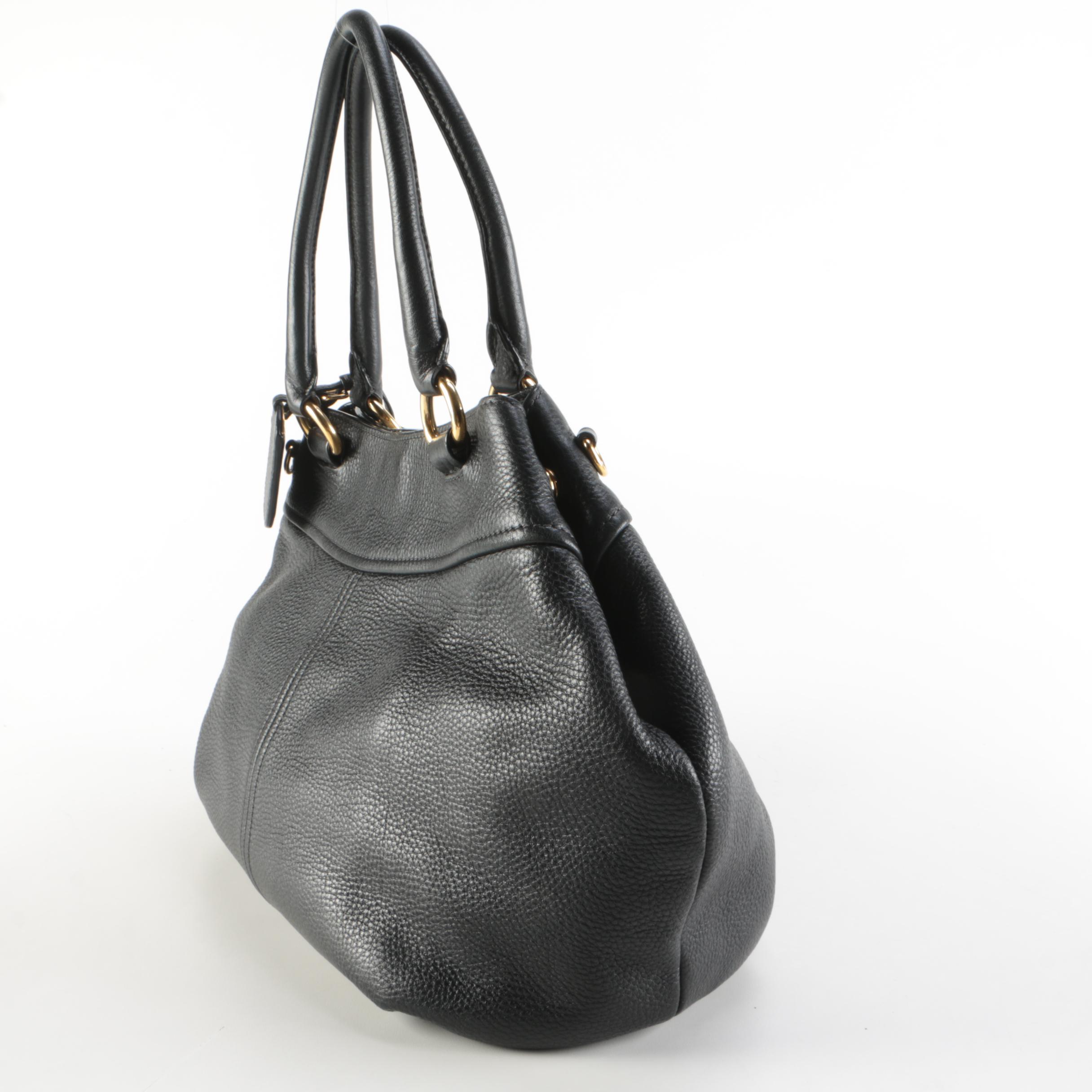 Prada Black Vitello Daino Convertible Satchel