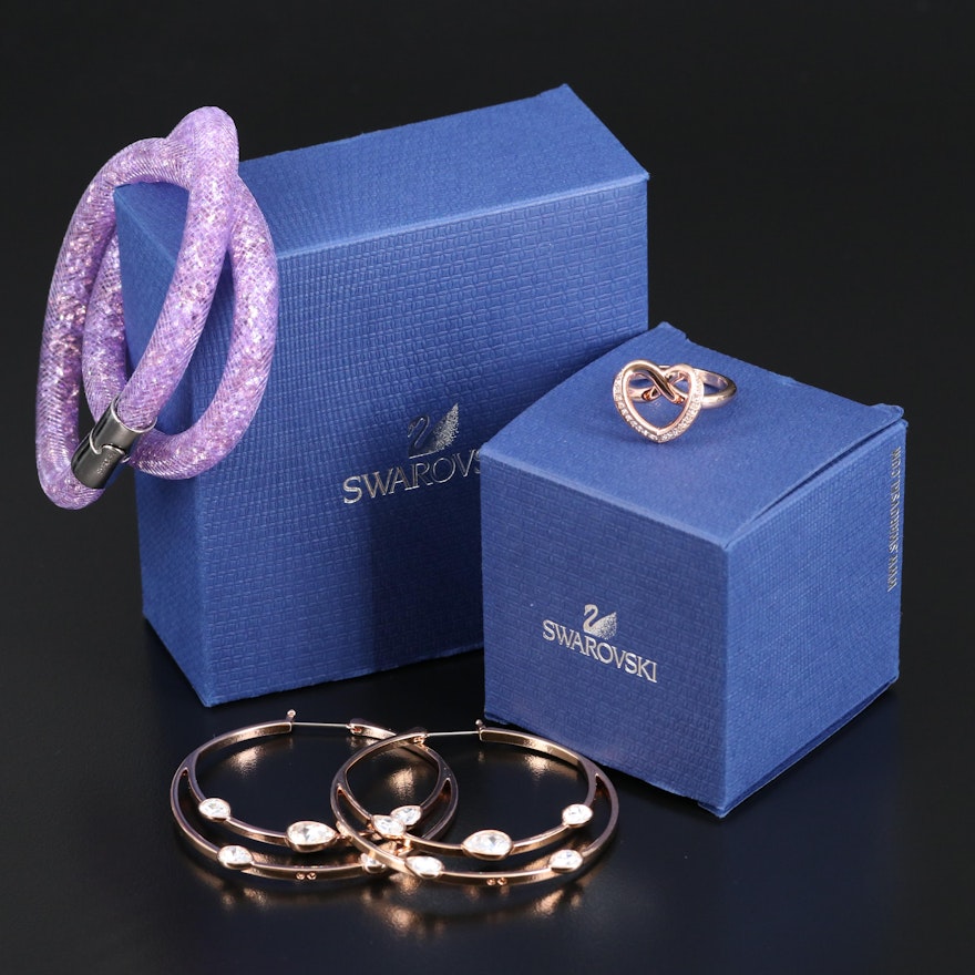 Swarovski Assortment Featuring Stardust Bracelet and Gaze Hoop Earrings